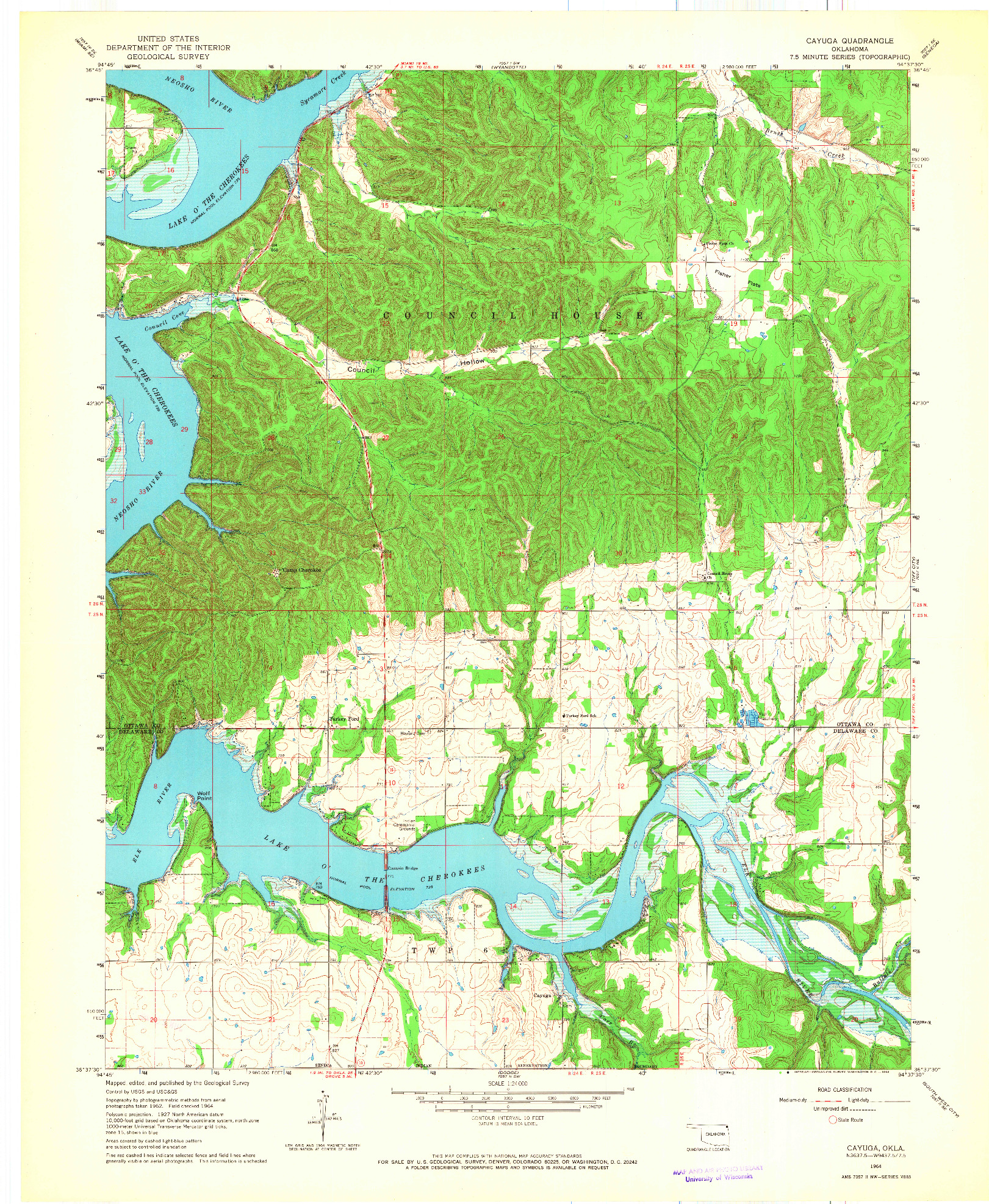 USGS 1:24000-SCALE QUADRANGLE FOR CAYUGA, OK 1964