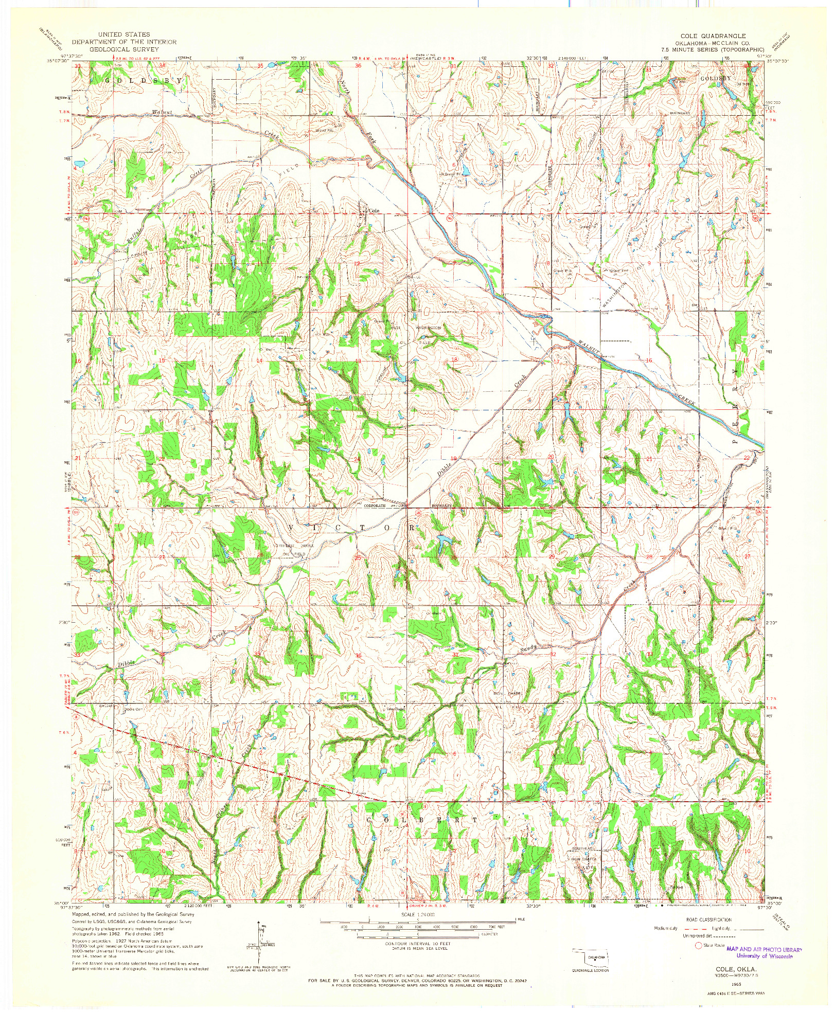 USGS 1:24000-SCALE QUADRANGLE FOR COLE, OK 1965