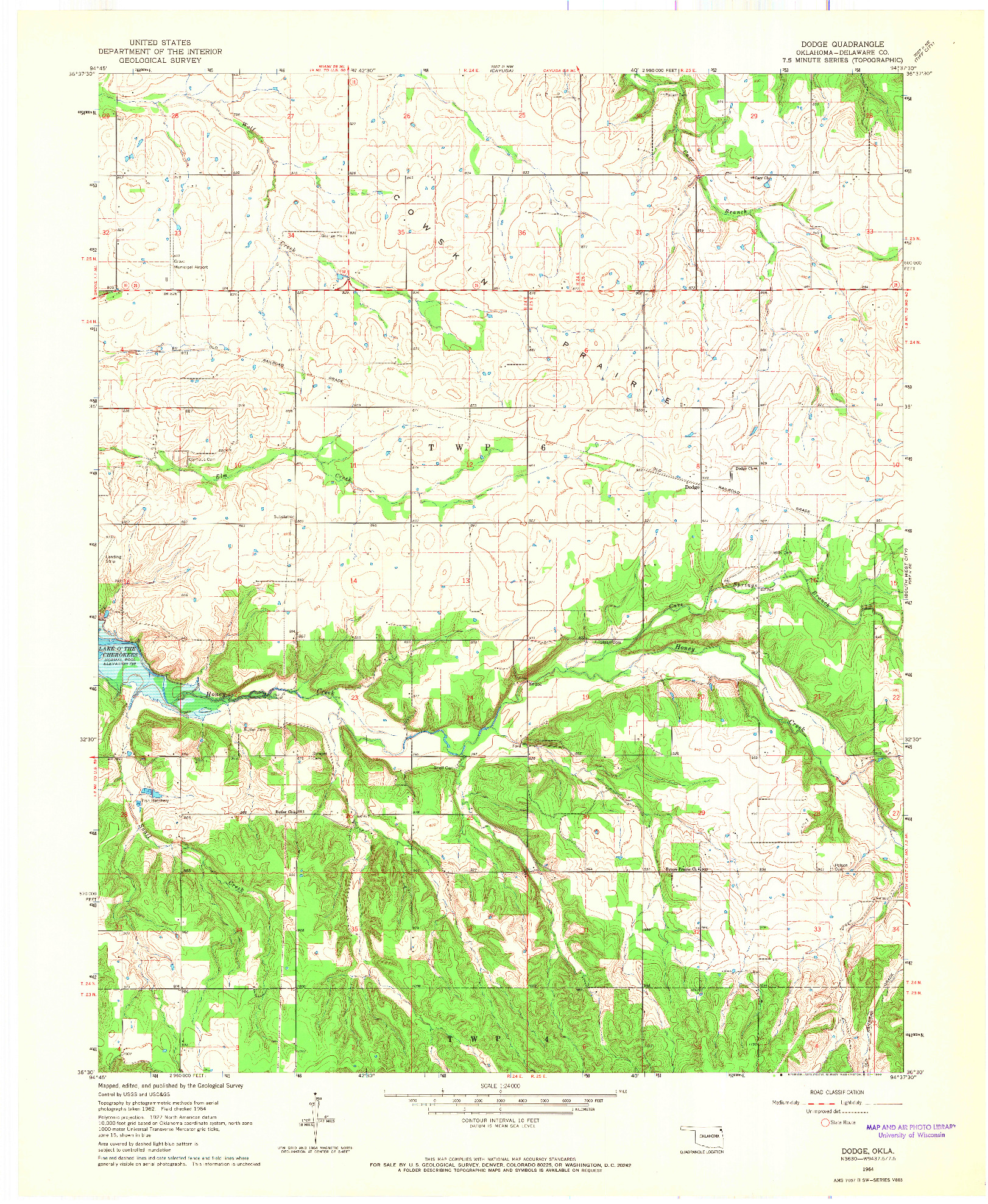USGS 1:24000-SCALE QUADRANGLE FOR DODGE, OK 1964