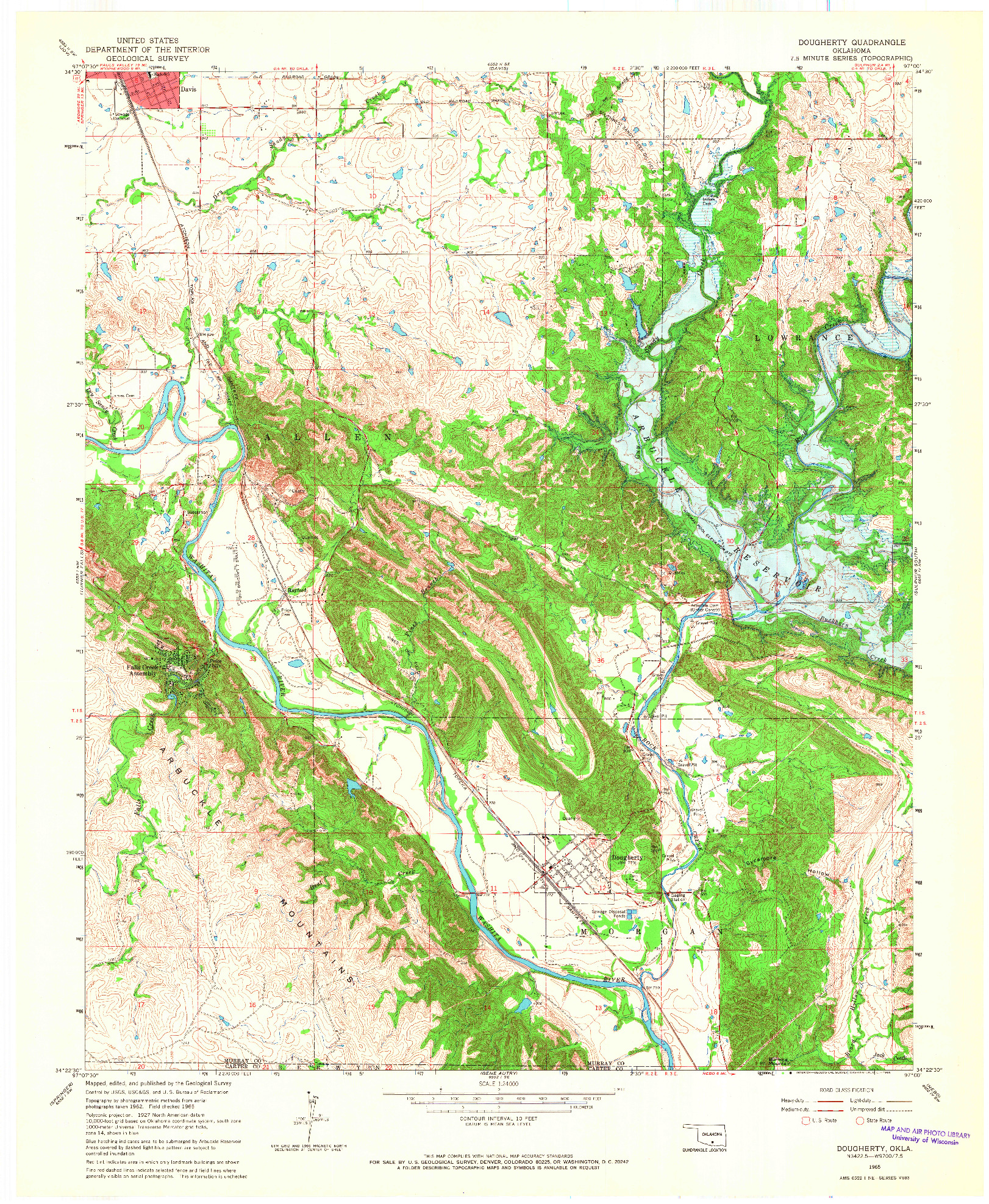 USGS 1:24000-SCALE QUADRANGLE FOR DOUGHERTY, OK 1965