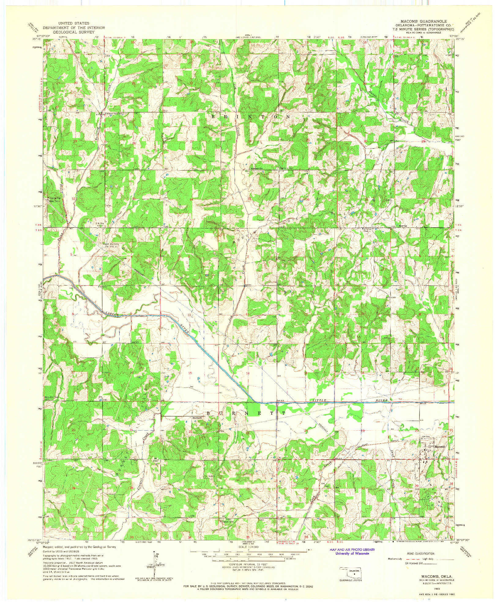 USGS 1:24000-SCALE QUADRANGLE FOR MACOMB, OK 1965