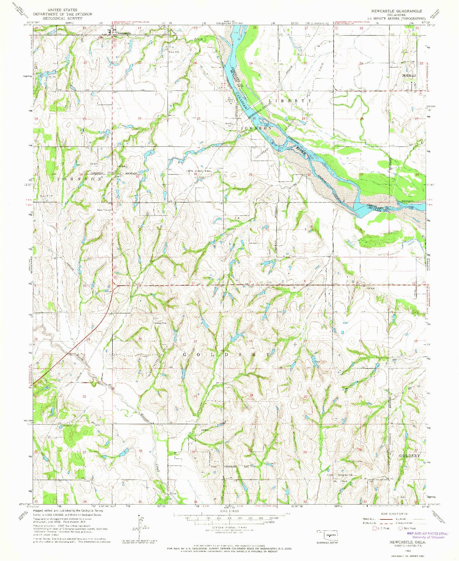 USGS 1:24000-SCALE QUADRANGLE FOR NEWCASTLE, OK 1965