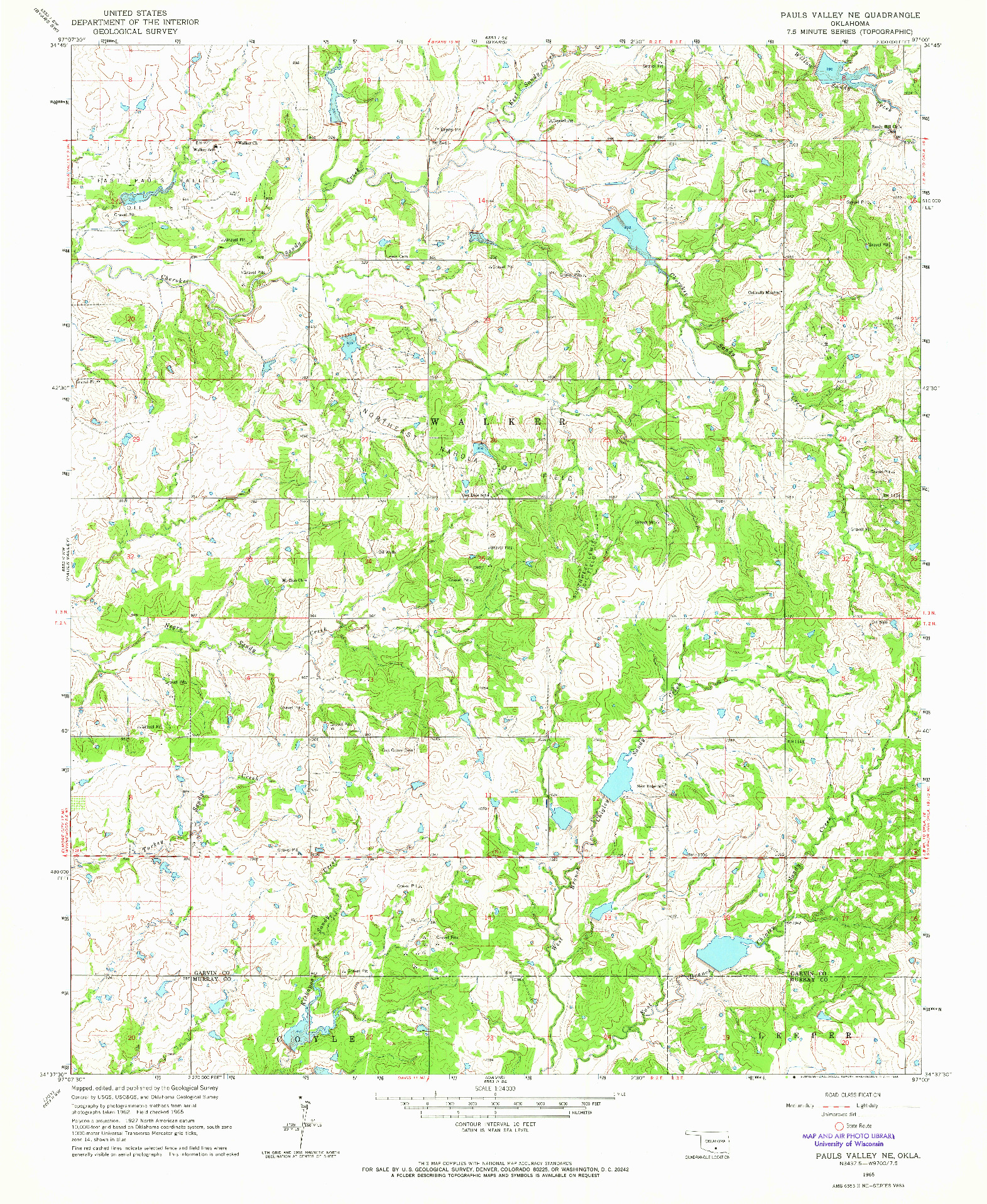 USGS 1:24000-SCALE QUADRANGLE FOR PAULS VALLEY NE, OK 1965