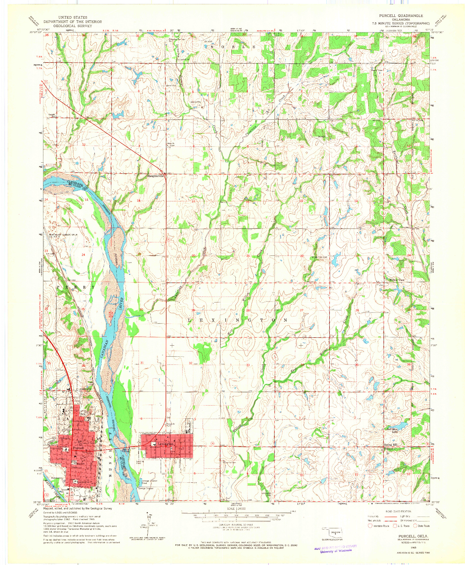 USGS 1:24000-SCALE QUADRANGLE FOR PURCELL, OK 1965