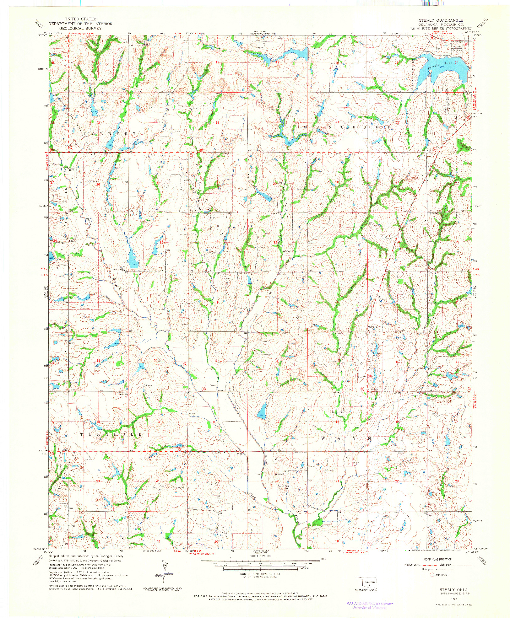 USGS 1:24000-SCALE QUADRANGLE FOR STEALY, OK 1965