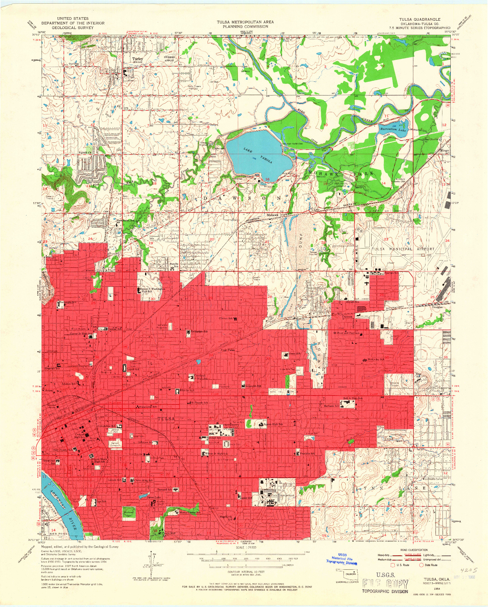 USGS 1:24000-SCALE QUADRANGLE FOR TULSA, OK 1954