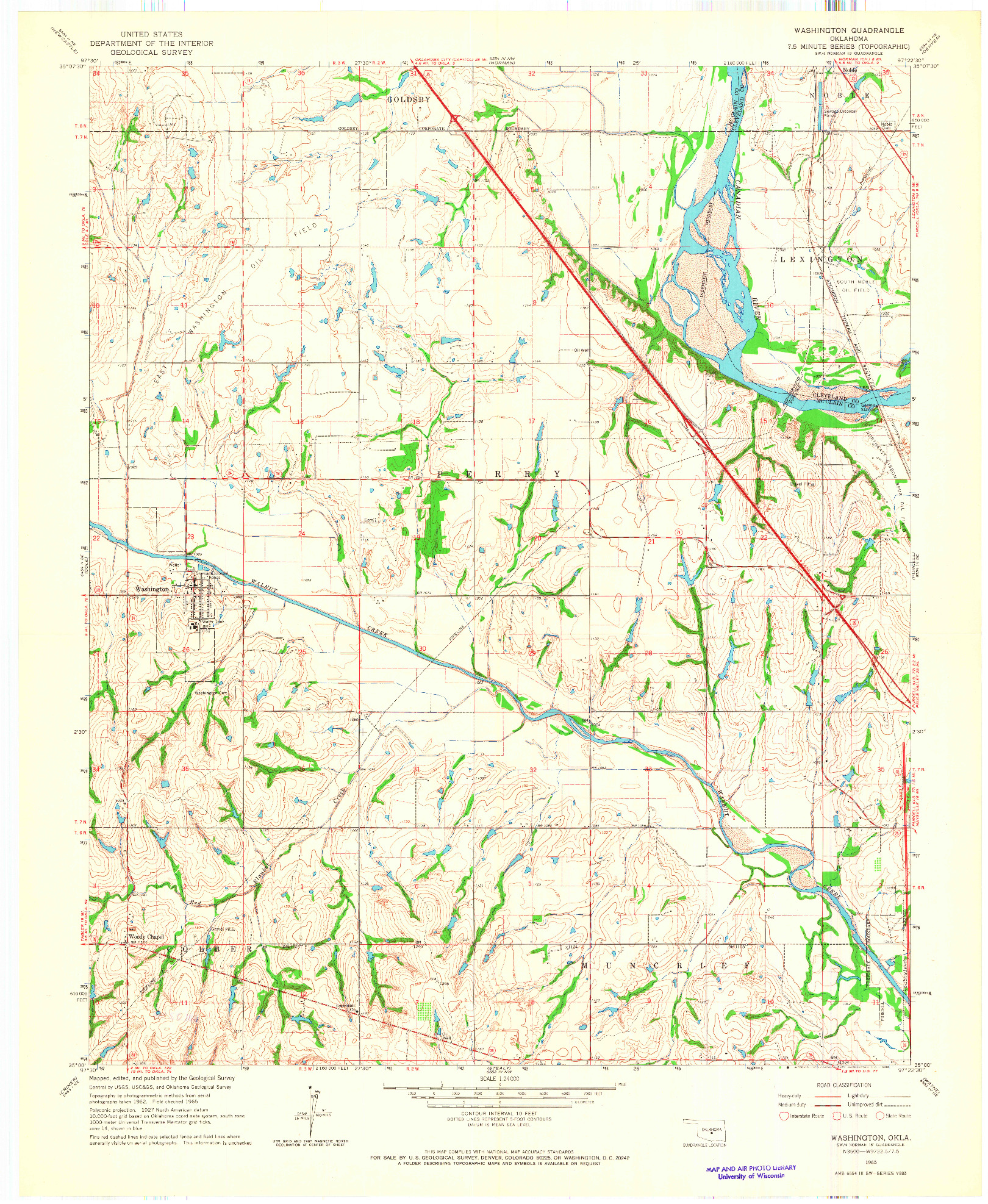 USGS 1:24000-SCALE QUADRANGLE FOR WASHINGTON, OK 1965