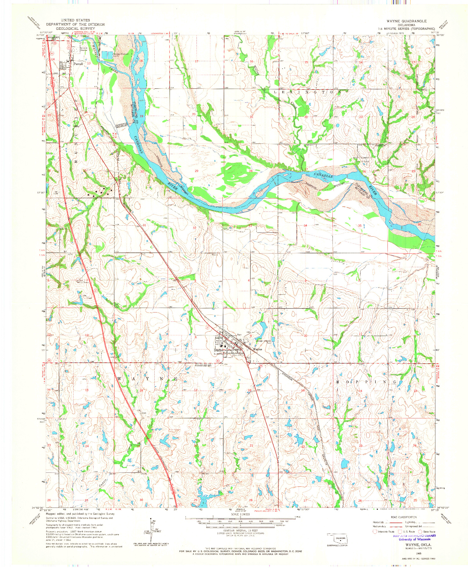USGS 1:24000-SCALE QUADRANGLE FOR WAYNE, OK 1965