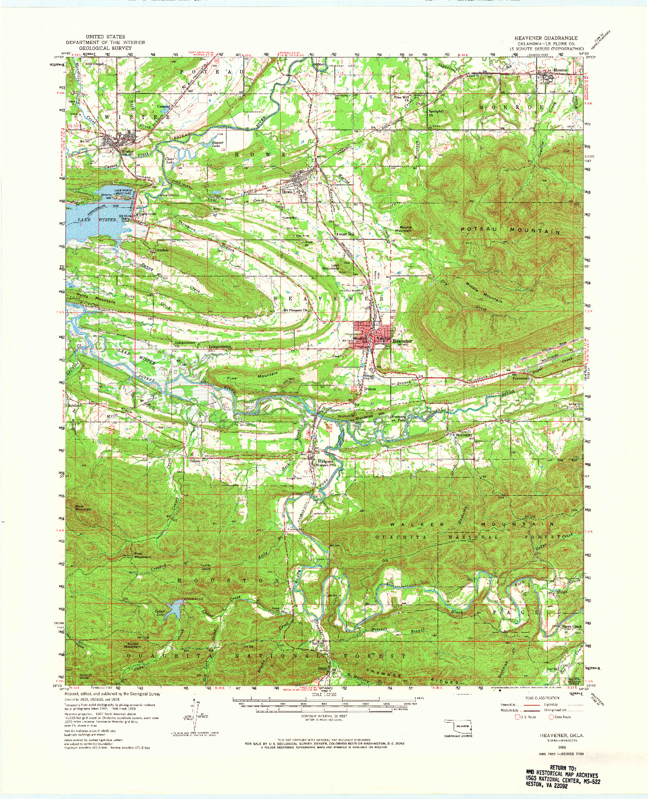 USGS 1:62500-SCALE QUADRANGLE FOR HEAVENER, OK 1959