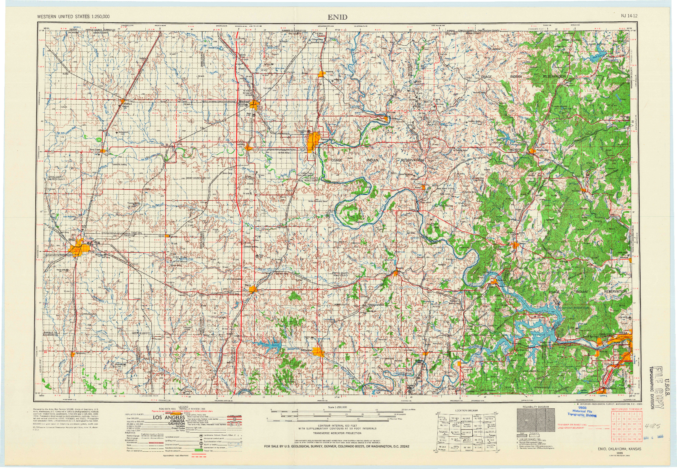 USGS 1:250000-SCALE QUADRANGLE FOR ENID, OK 1955