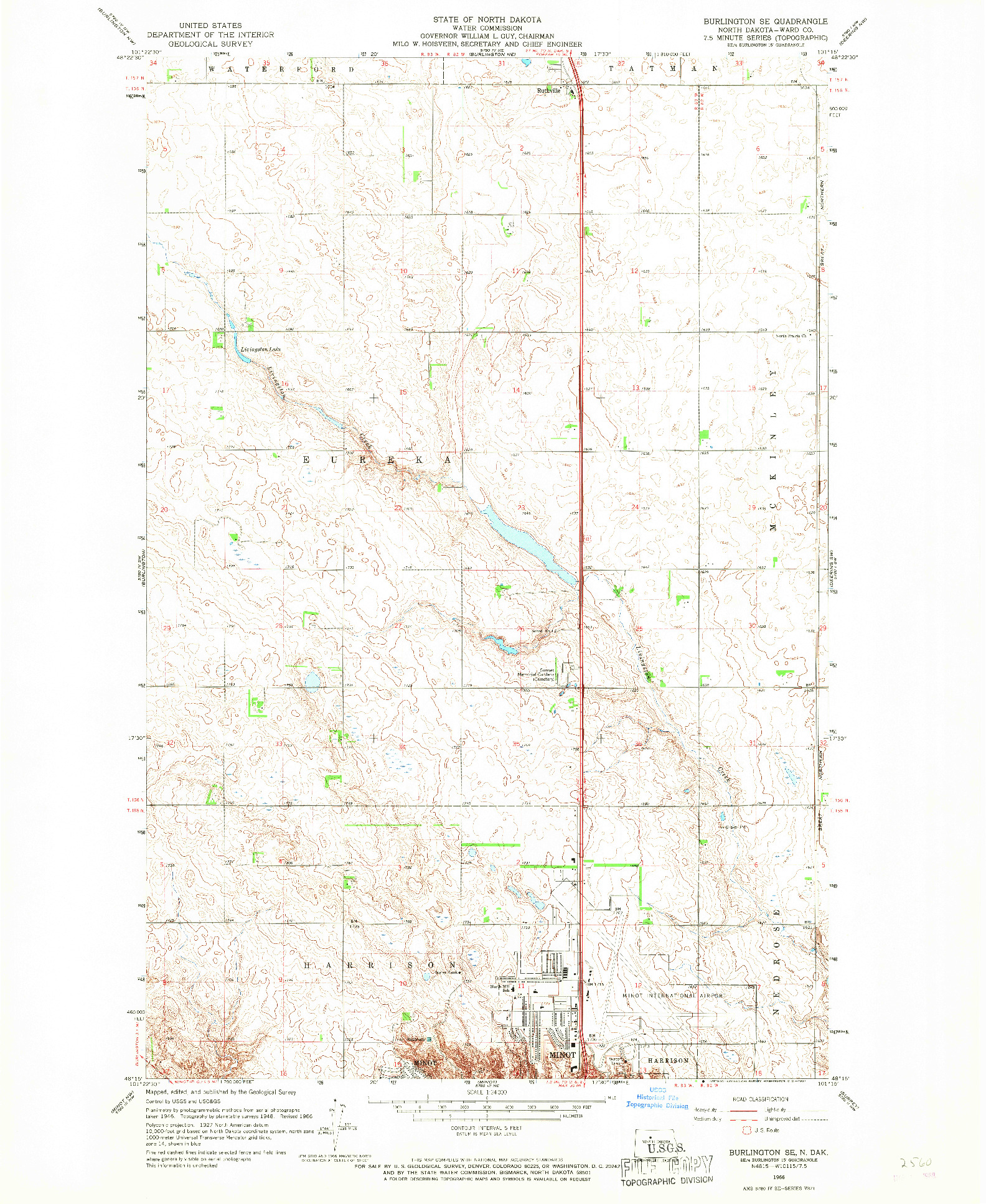 USGS 1:24000-SCALE QUADRANGLE FOR BURLINGTON SE, ND 1966