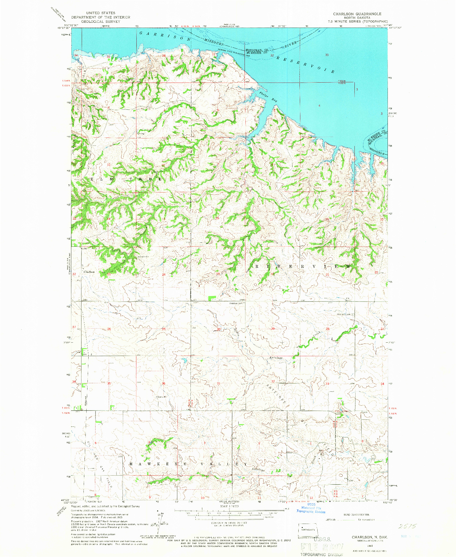 USGS 1:24000-SCALE QUADRANGLE FOR CHARLSON, ND 1965