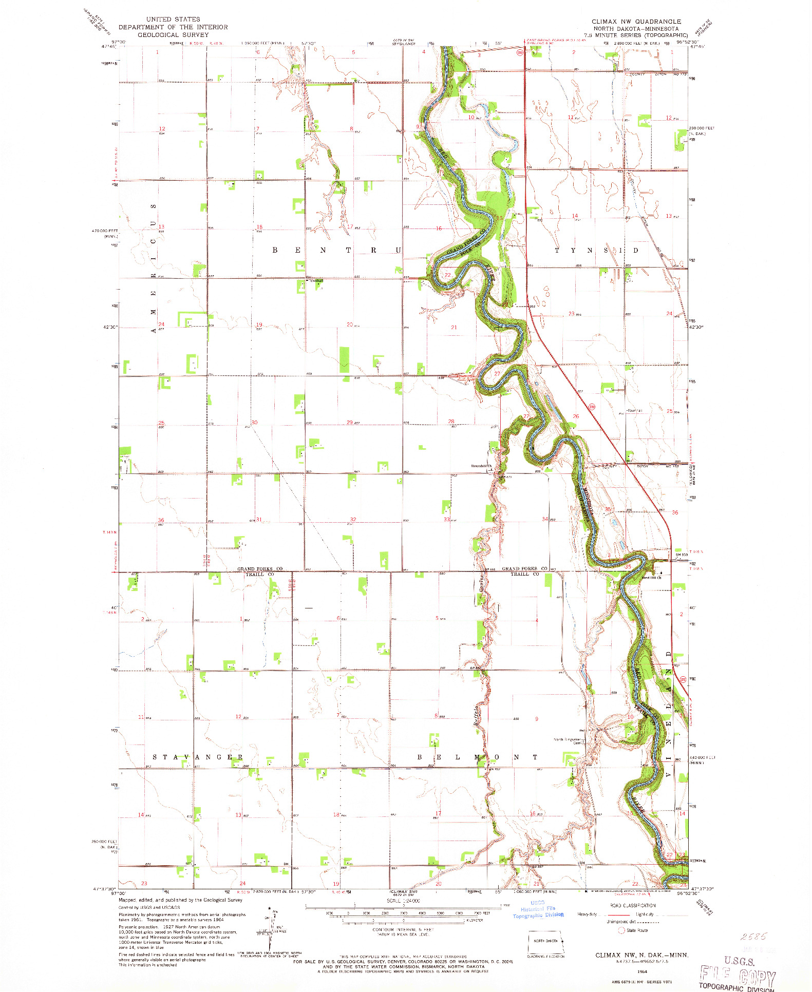 USGS 1:24000-SCALE QUADRANGLE FOR CLIMAX NW, ND 1964