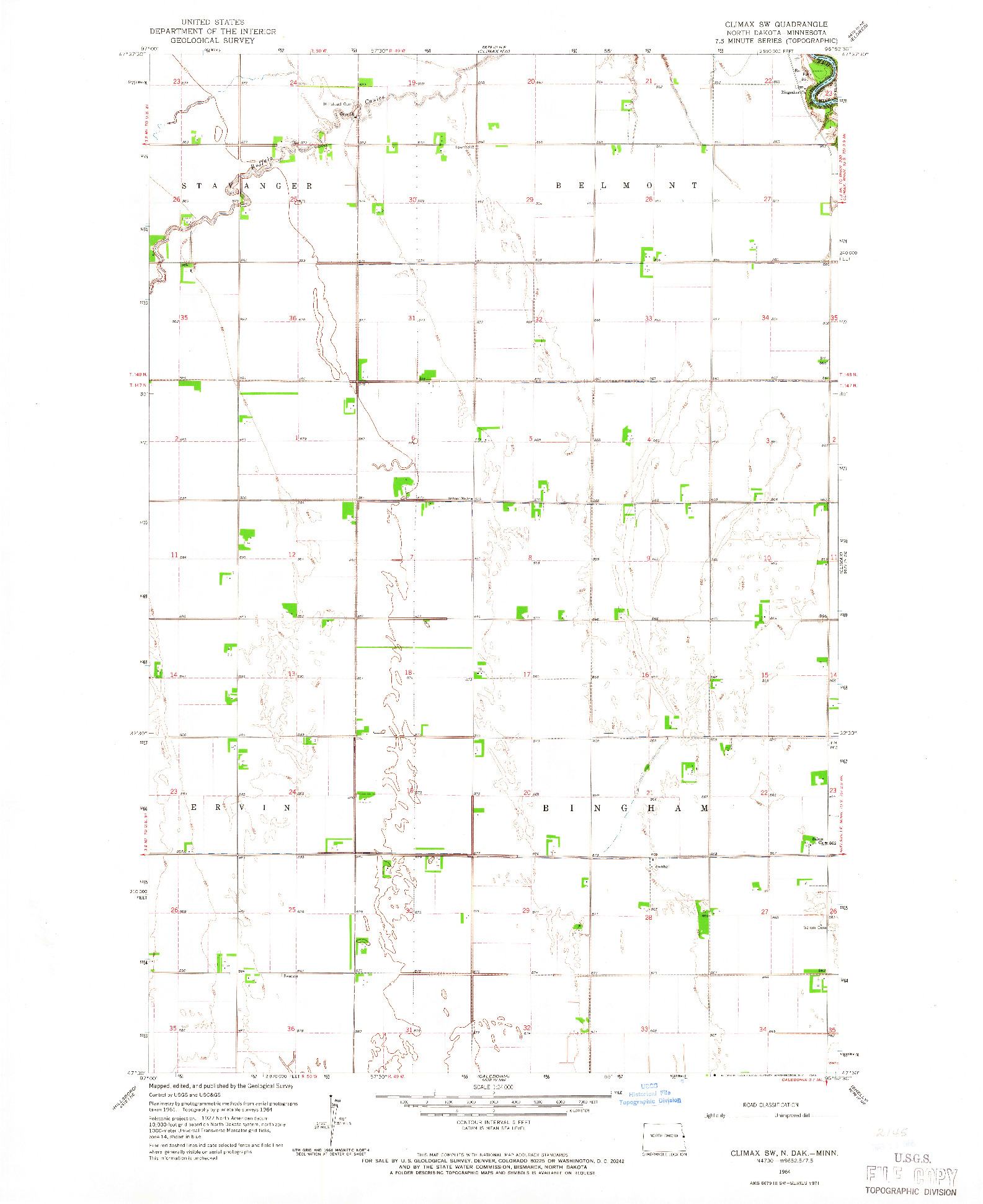 USGS 1:24000-SCALE QUADRANGLE FOR CLIMAX SW, ND 1964