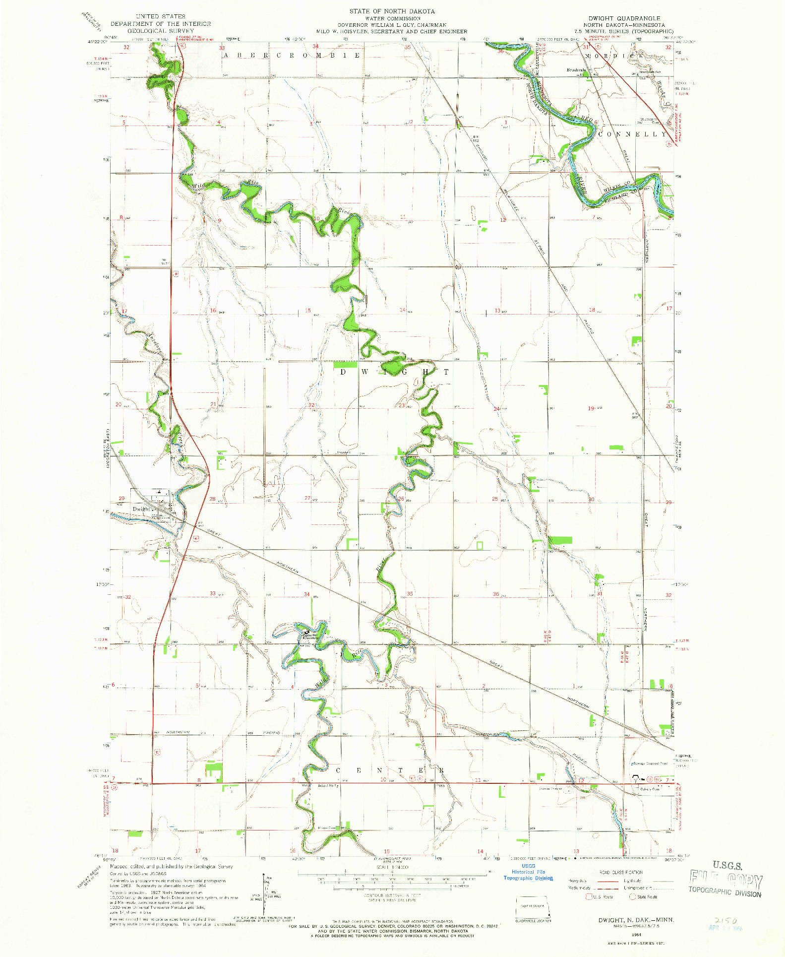 USGS 1:24000-SCALE QUADRANGLE FOR DWIGHT, ND 1964