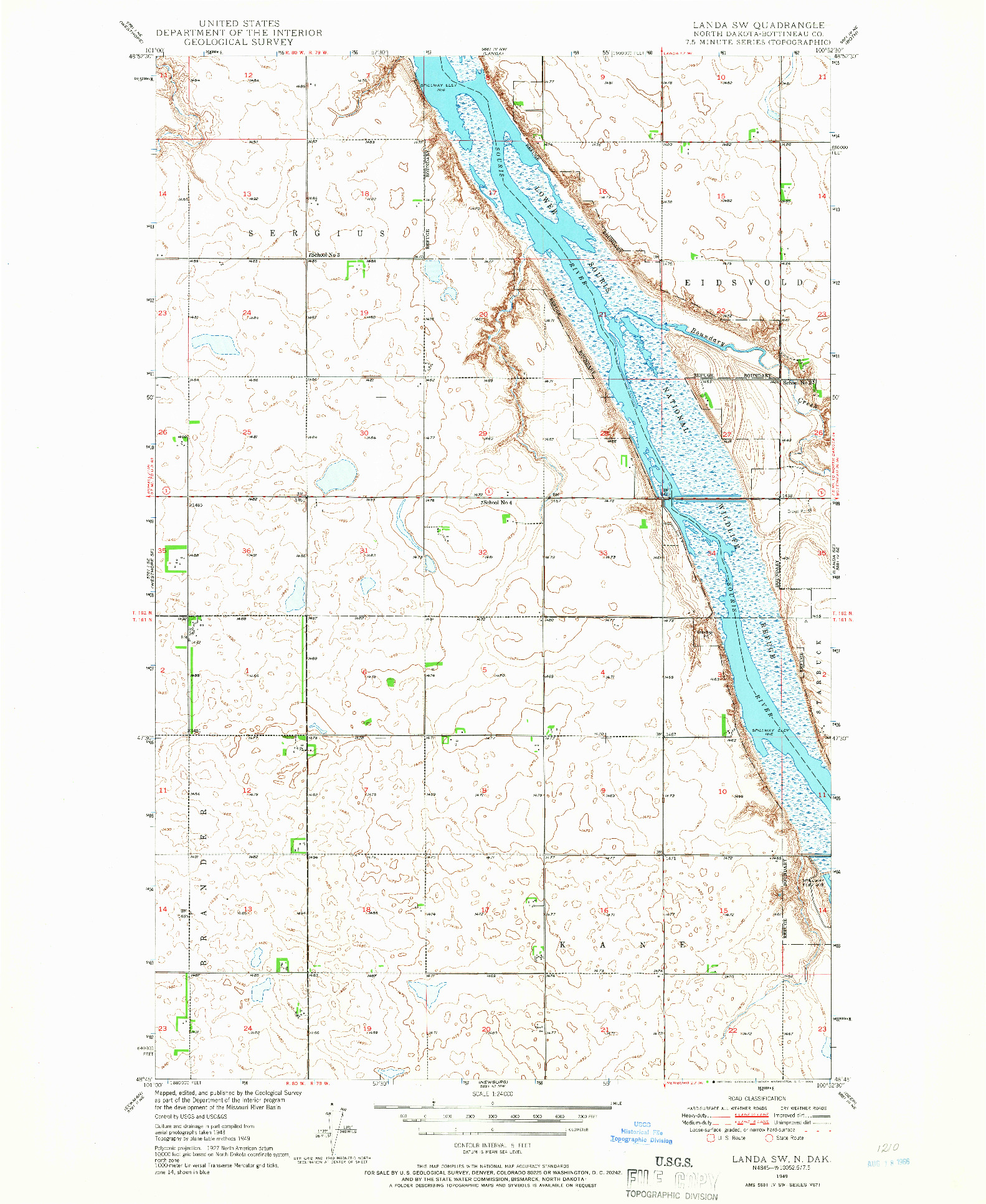 USGS 1:24000-SCALE QUADRANGLE FOR LANDA SW, ND 1949