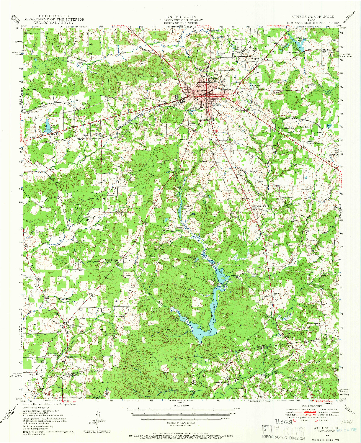 USGS 1:62500-SCALE QUADRANGLE FOR ATHENS, TX 1949