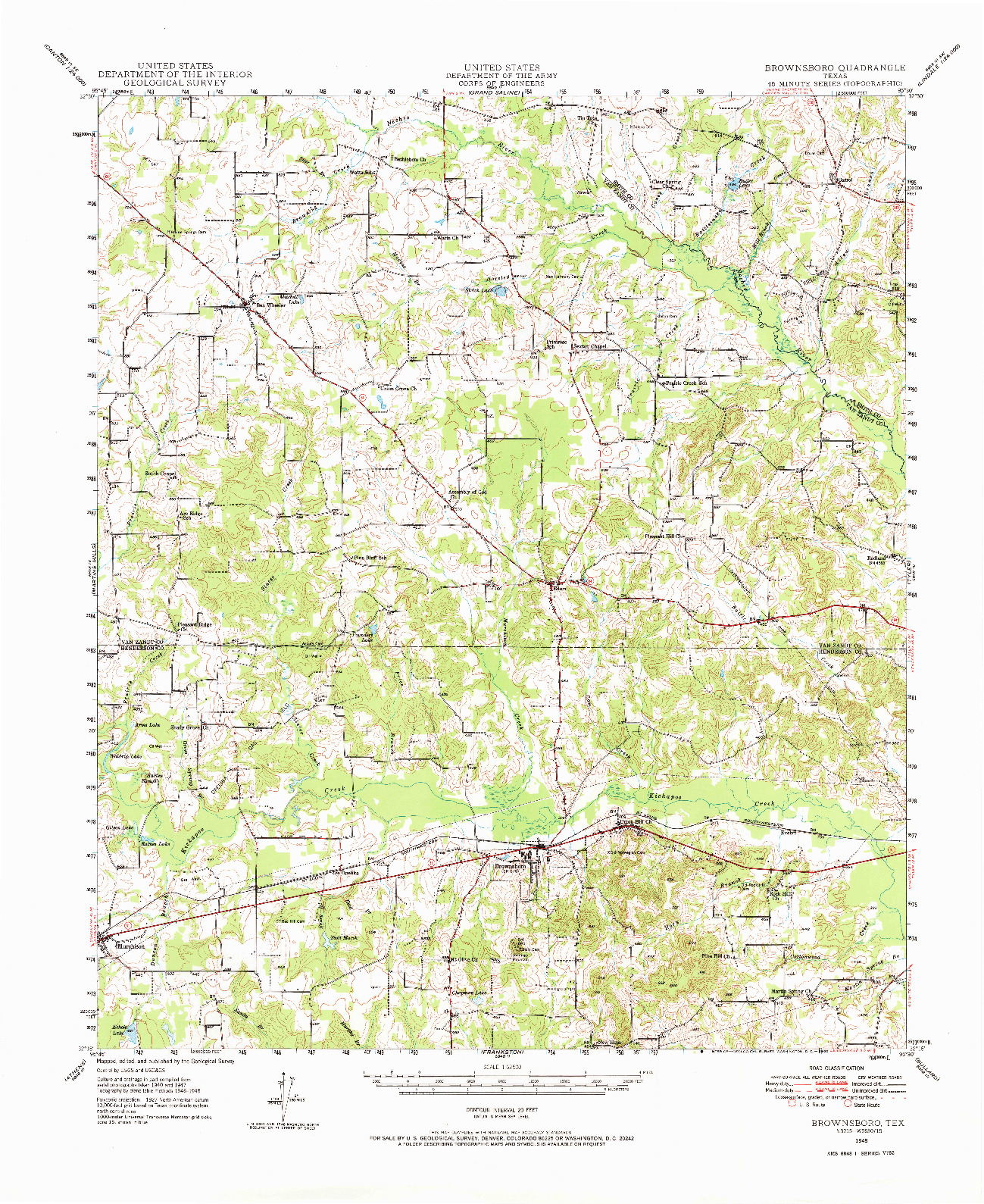 USGS 1:62500-SCALE QUADRANGLE FOR BROWNSBORO, TX 1948