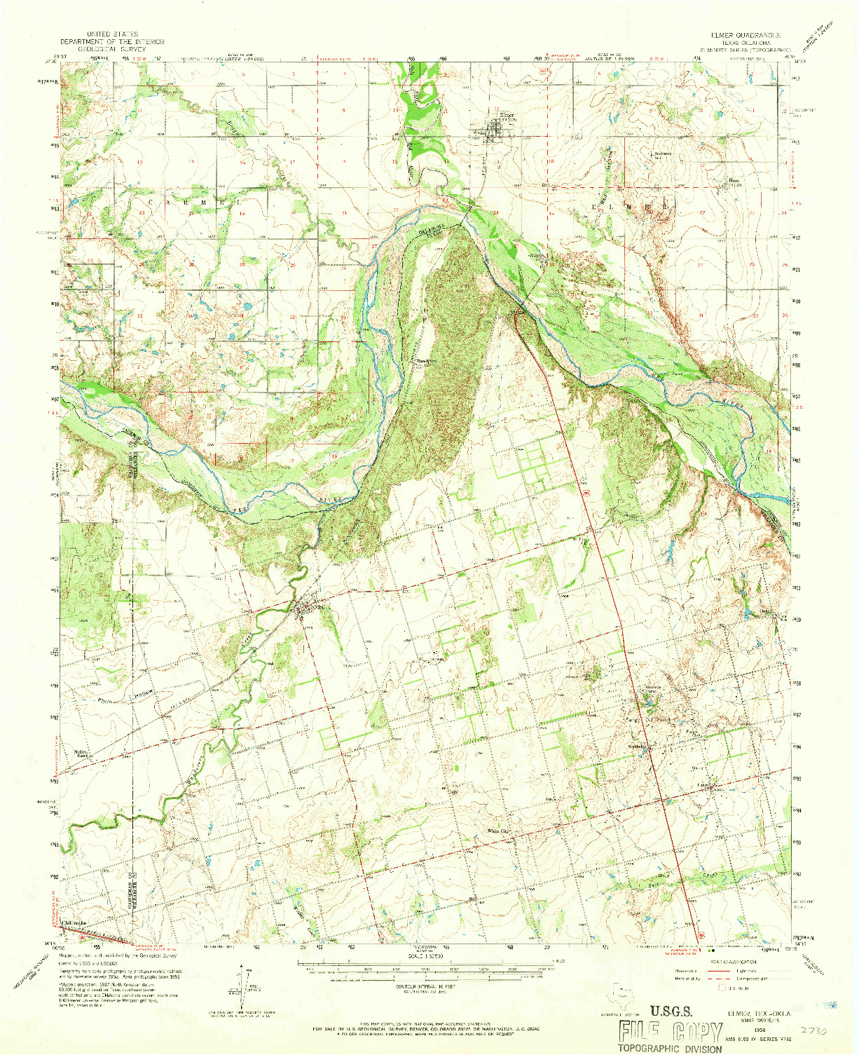 USGS 1:62500-SCALE QUADRANGLE FOR ELMER, TX 1958