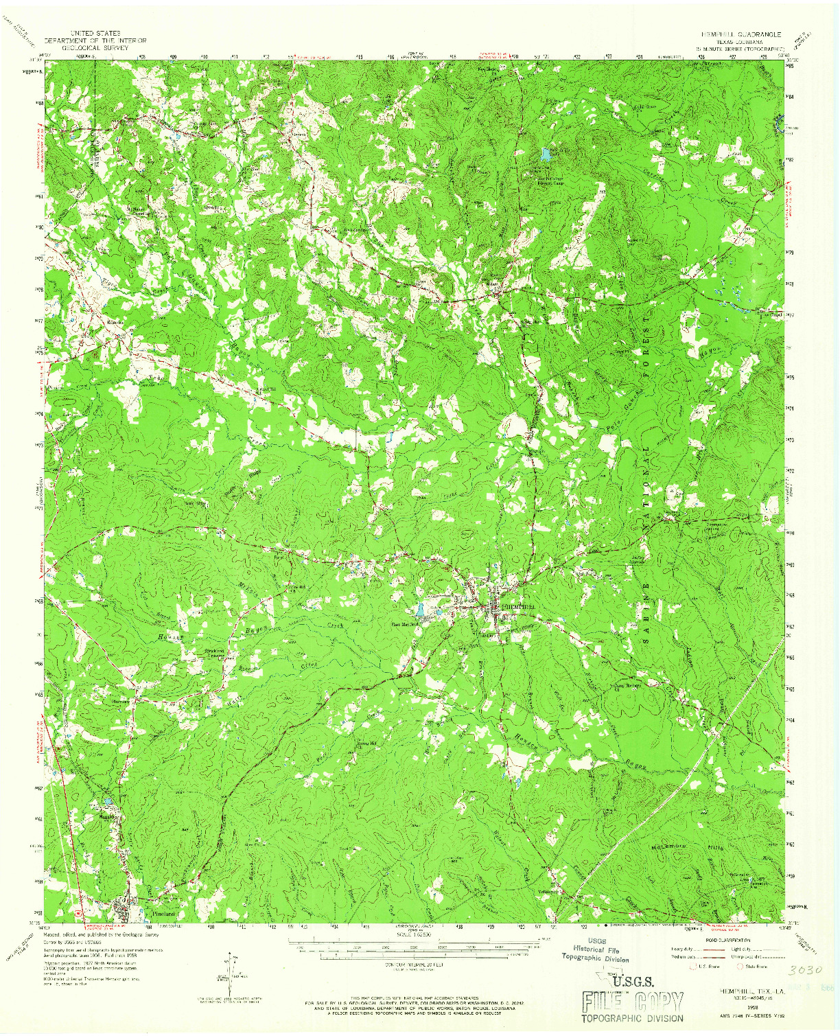 USGS 1:62500-SCALE QUADRANGLE FOR HEMPHILL, TX 1958