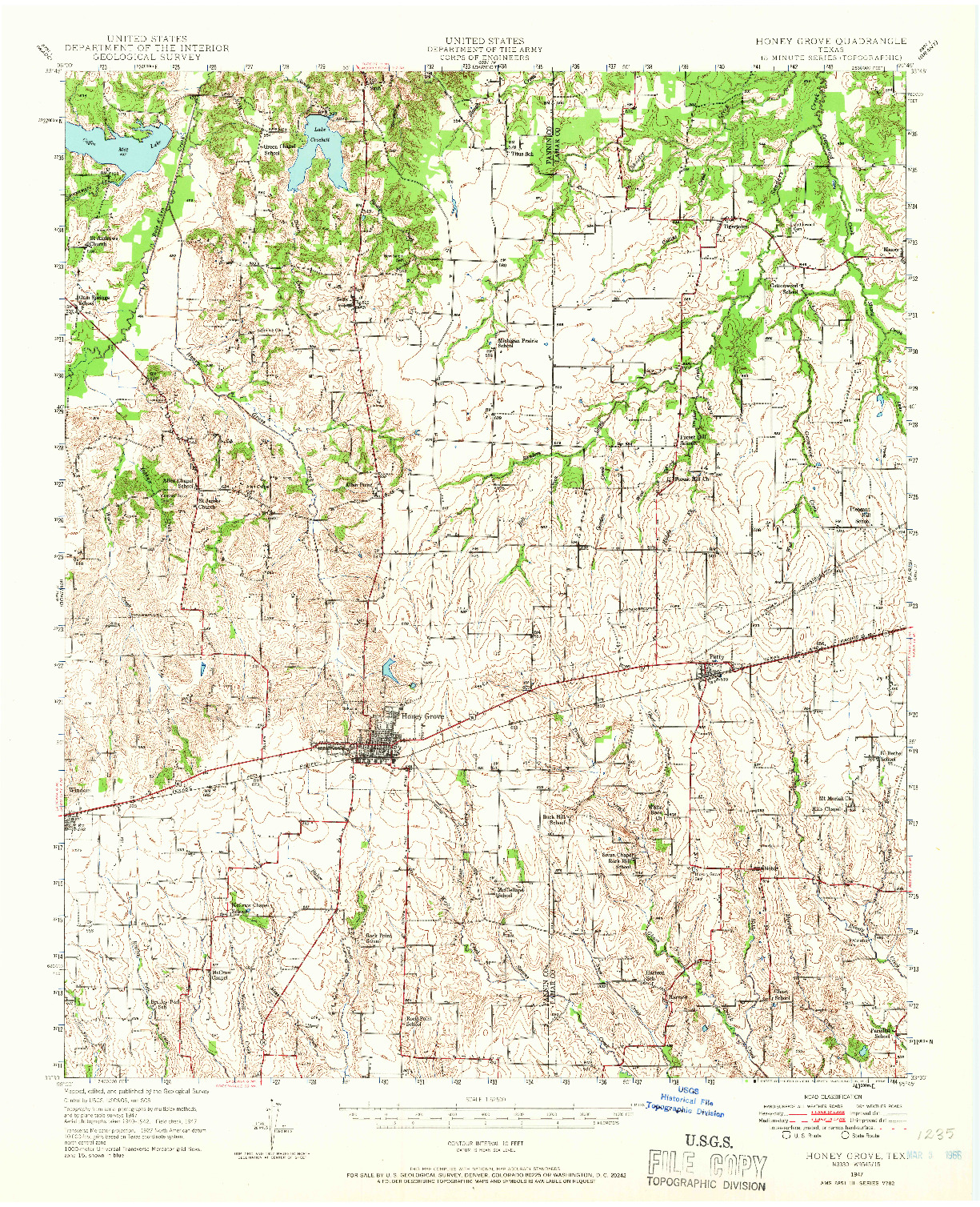 USGS 1:62500-SCALE QUADRANGLE FOR HONEY GROVE, TX 1947