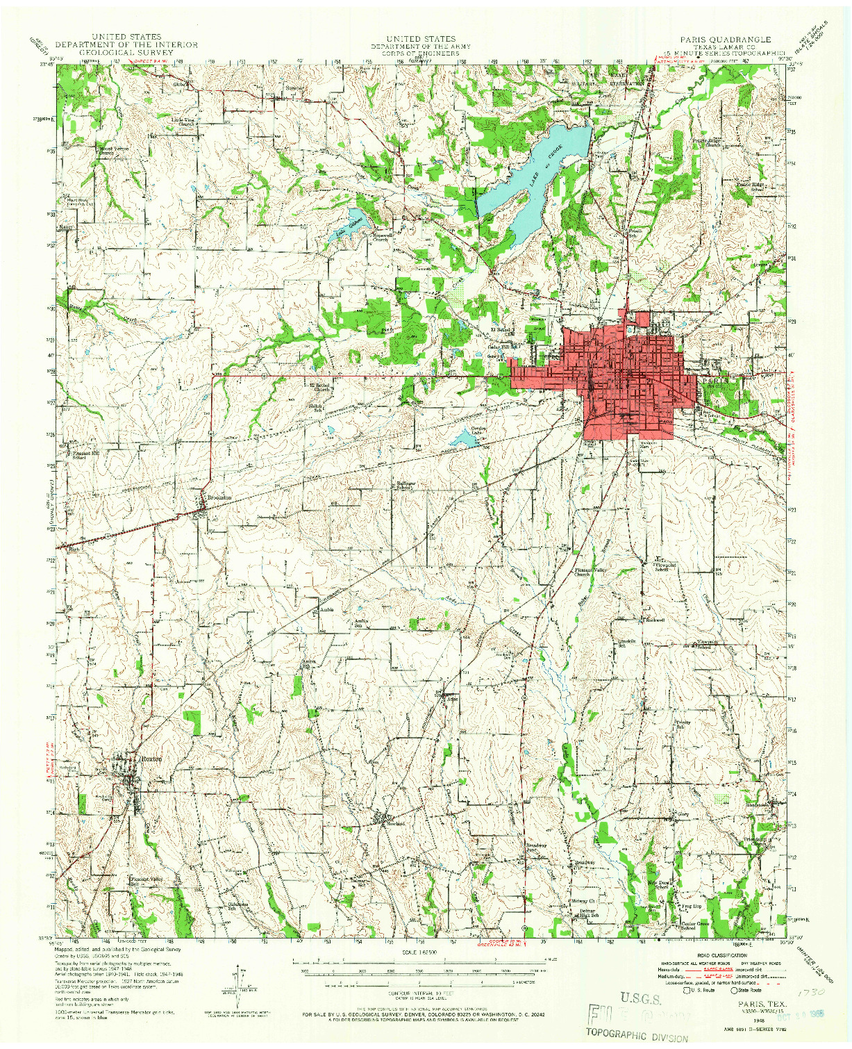 USGS 1:62500-SCALE QUADRANGLE FOR PARIS, TX 1948