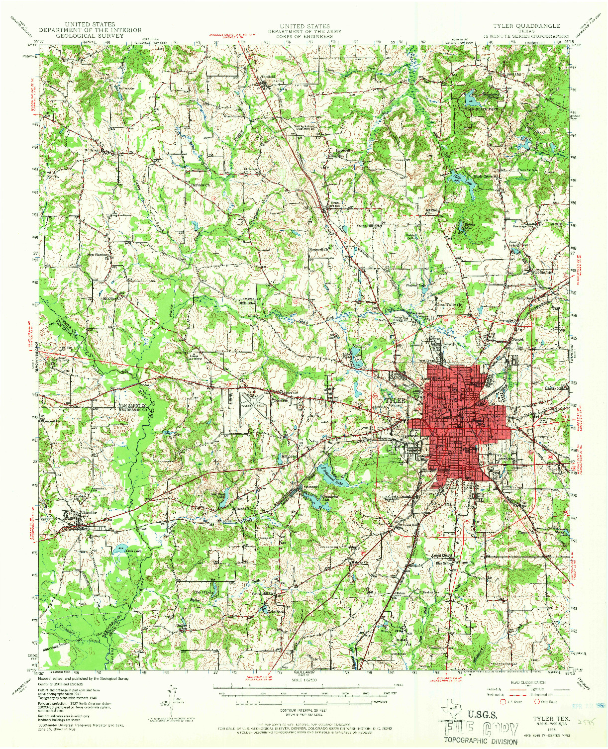 USGS 1:62500-SCALE QUADRANGLE FOR TYLER, TX 1948