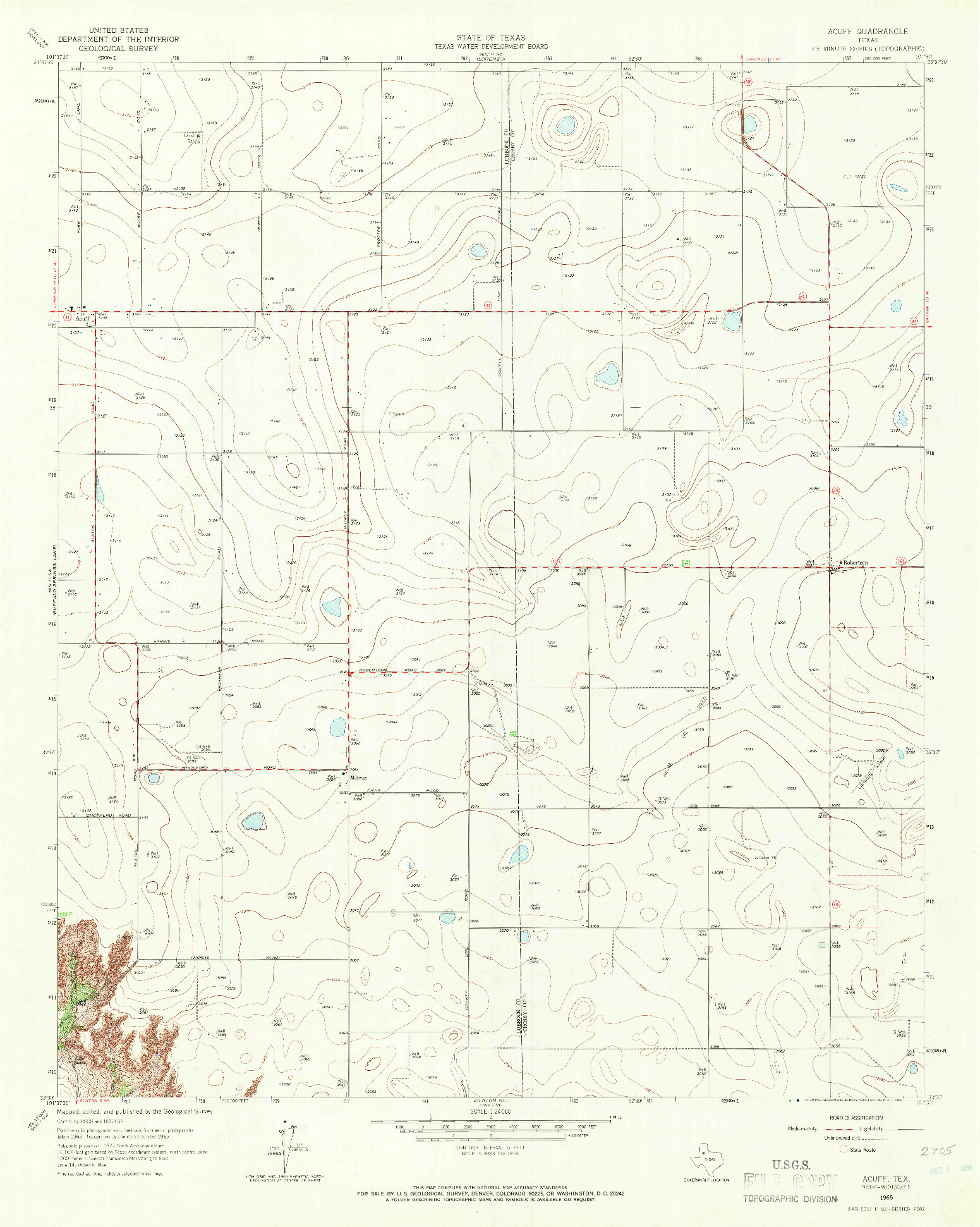 USGS 1:24000-SCALE QUADRANGLE FOR ACUFF, TX 1965