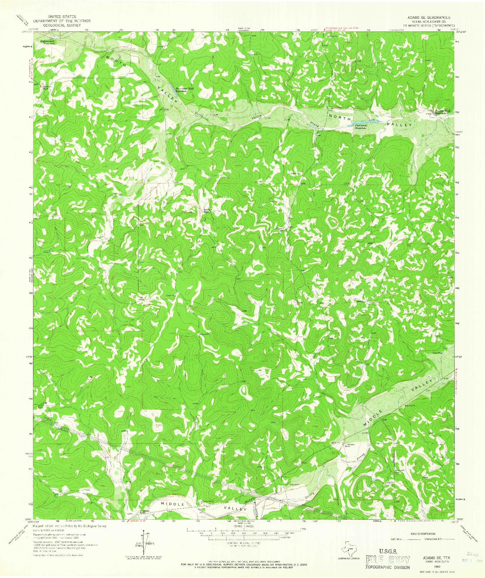 USGS 1:24000-SCALE QUADRANGLE FOR ADAMS SE, TX 1963