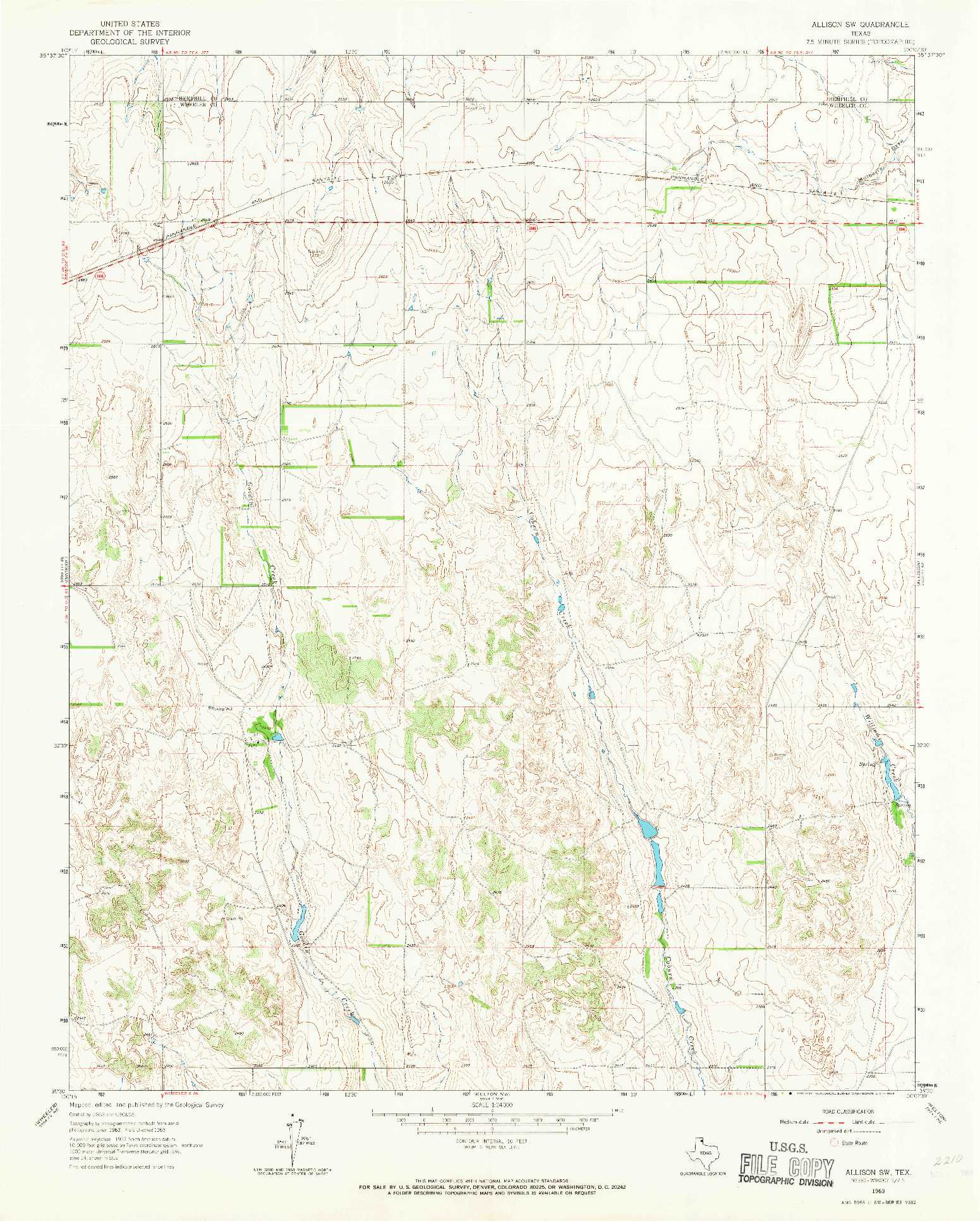 USGS 1:24000-SCALE QUADRANGLE FOR ALLISON SW, TX 1963