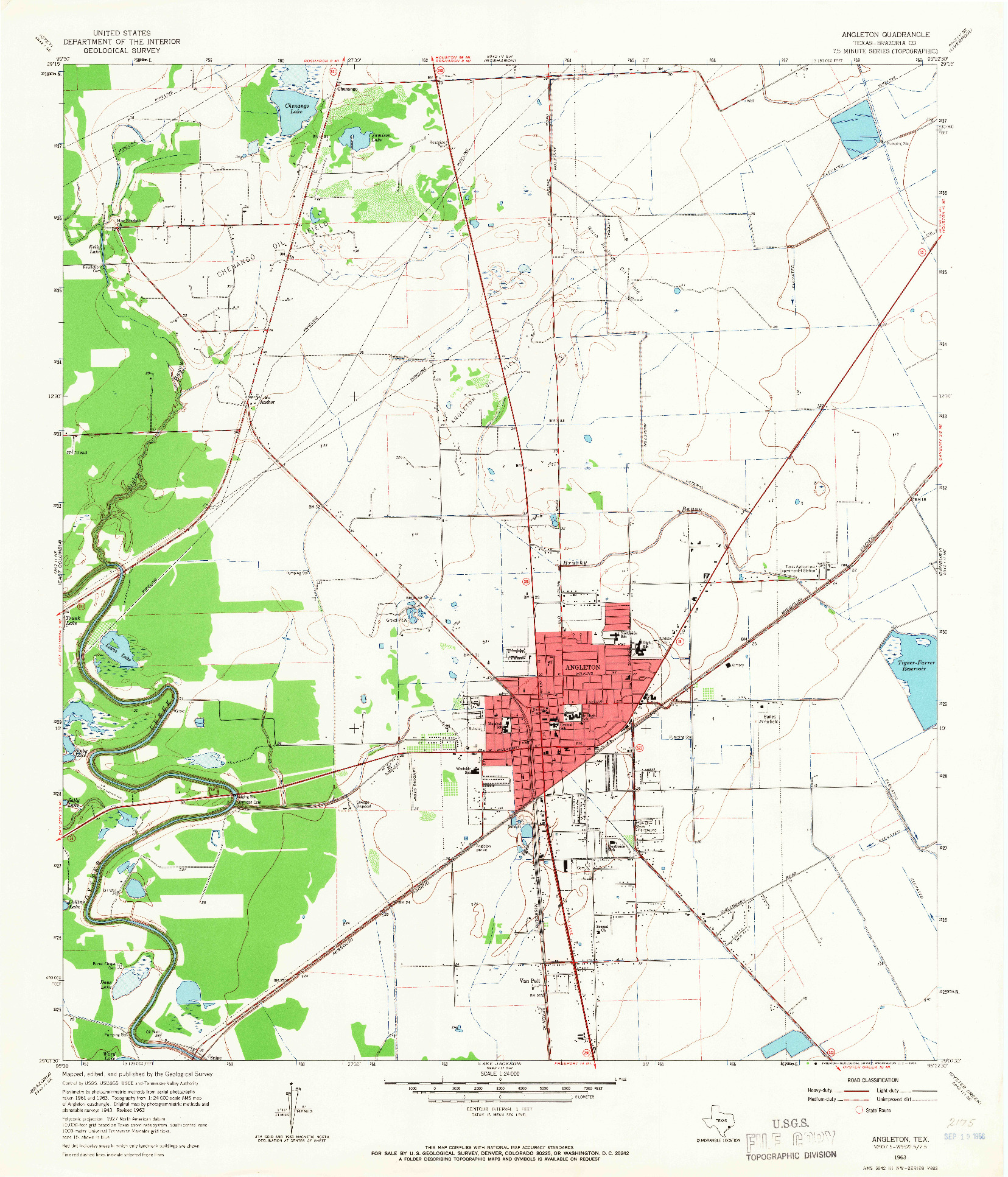 USGS 1:24000-SCALE QUADRANGLE FOR ANGLETON, TX 1963