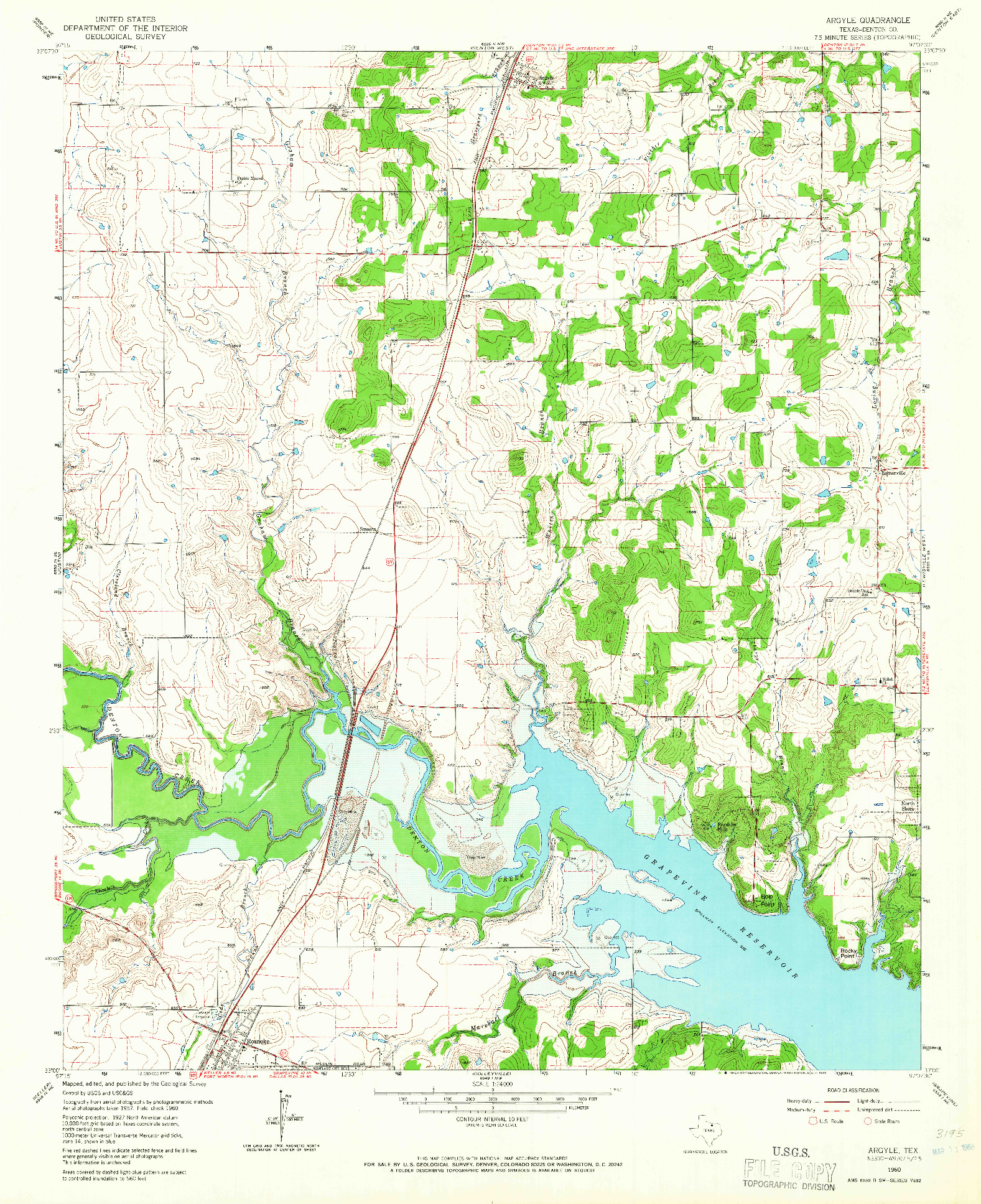 USGS 1:24000-SCALE QUADRANGLE FOR ARGYLE, TX 1960