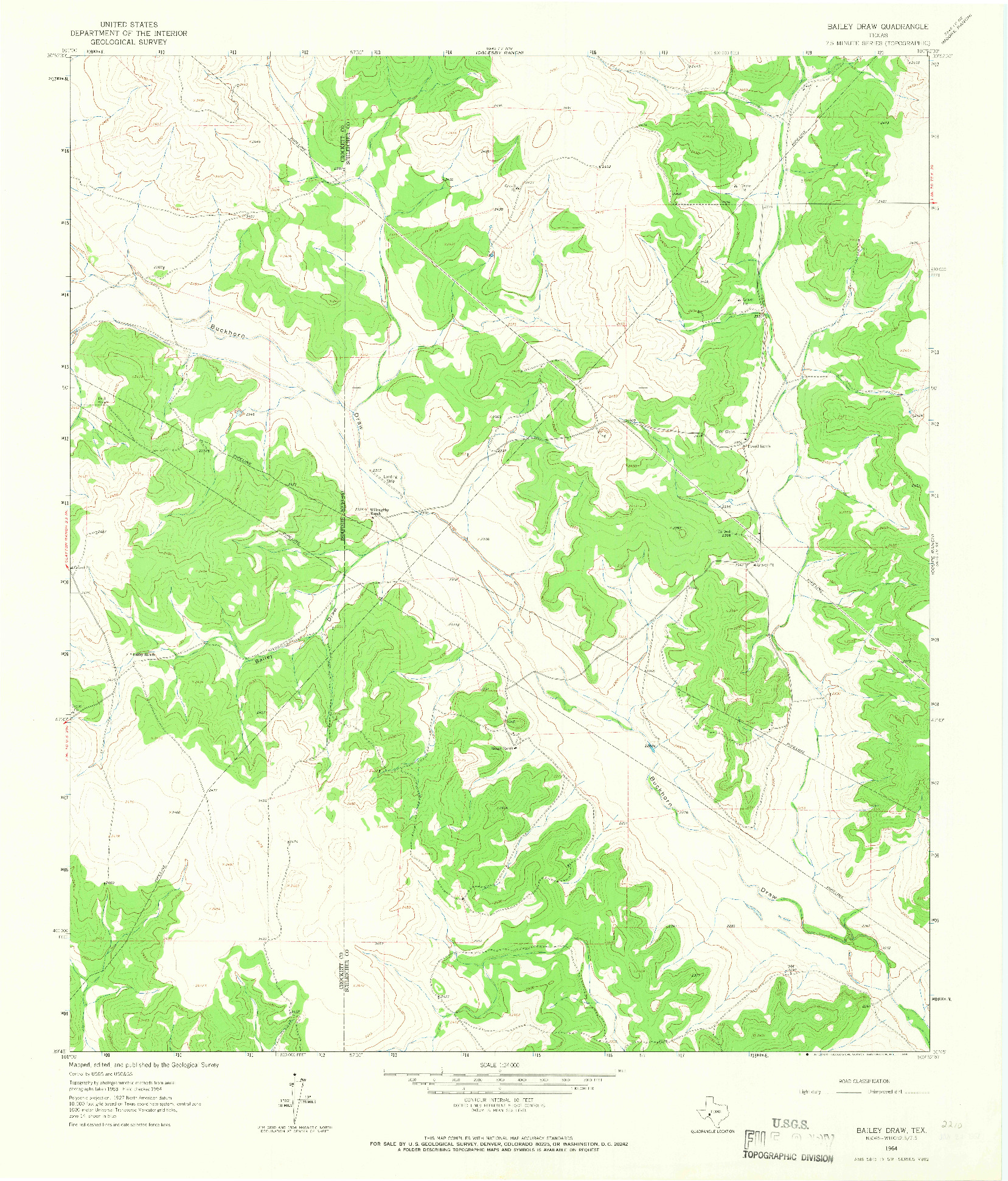 USGS 1:24000-SCALE QUADRANGLE FOR BAILEY DRAW, TX 1964