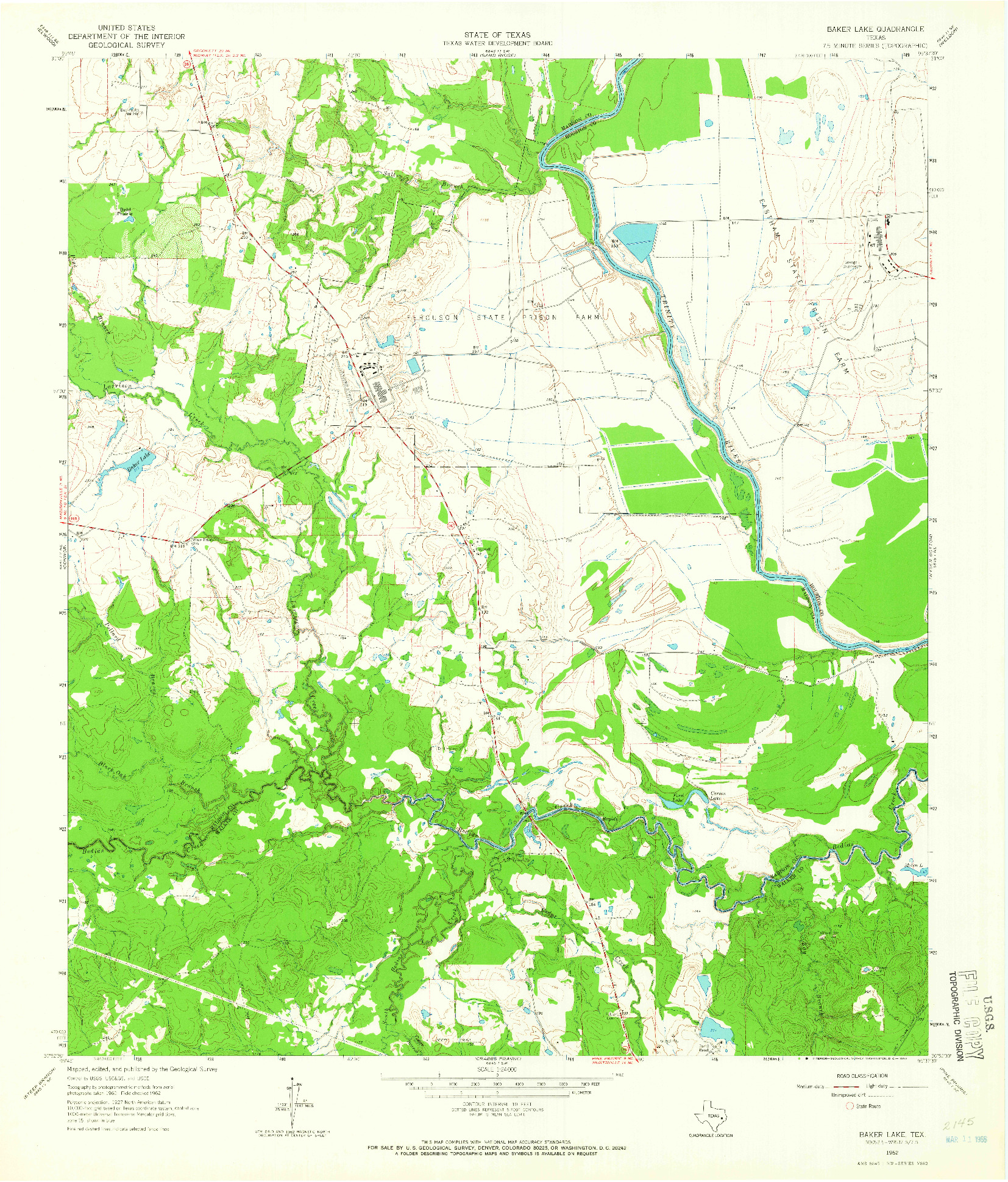 USGS 1:24000-SCALE QUADRANGLE FOR BAKER LAKE, TX 1962