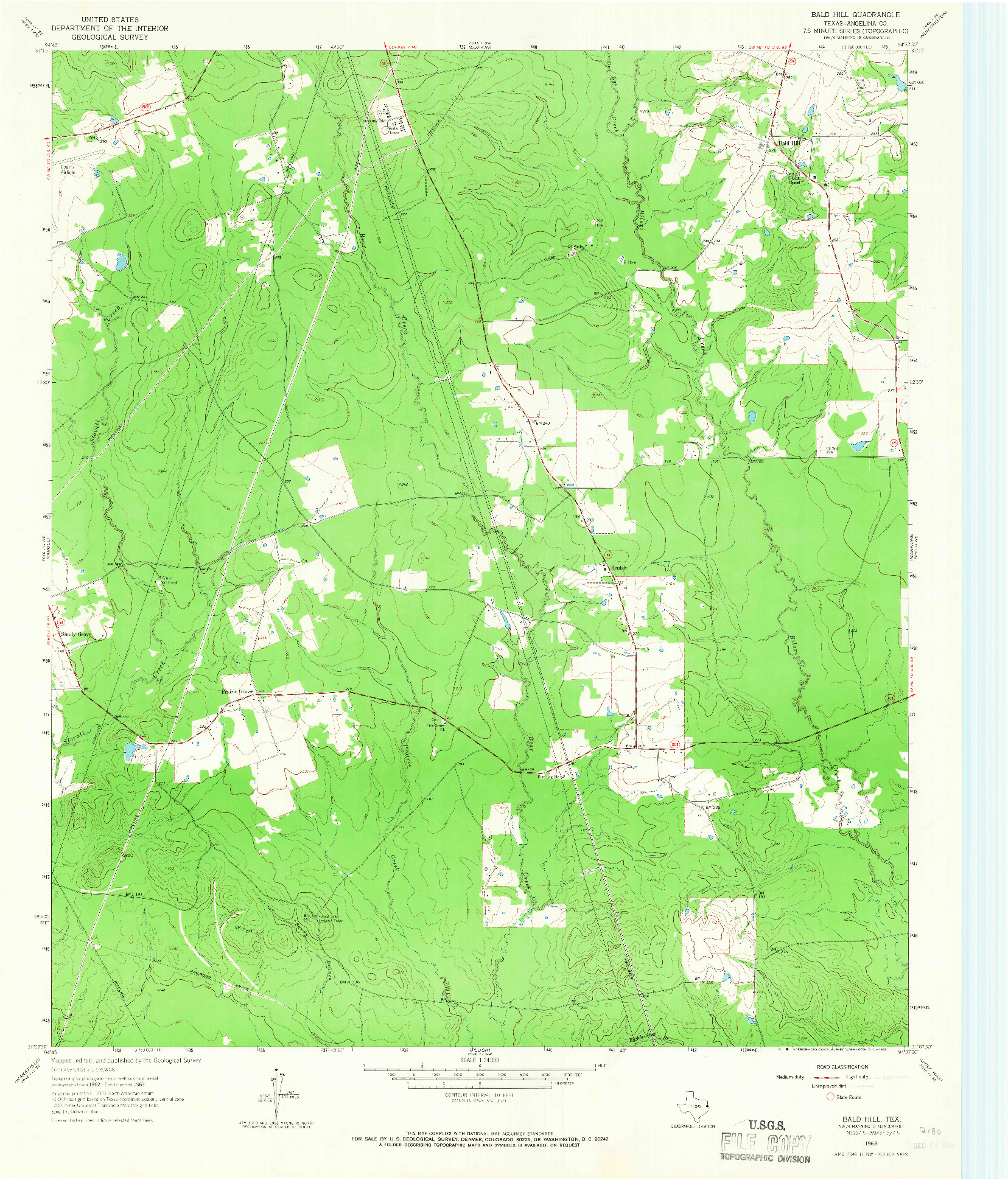USGS 1:24000-SCALE QUADRANGLE FOR BALD HILL, TX 1963