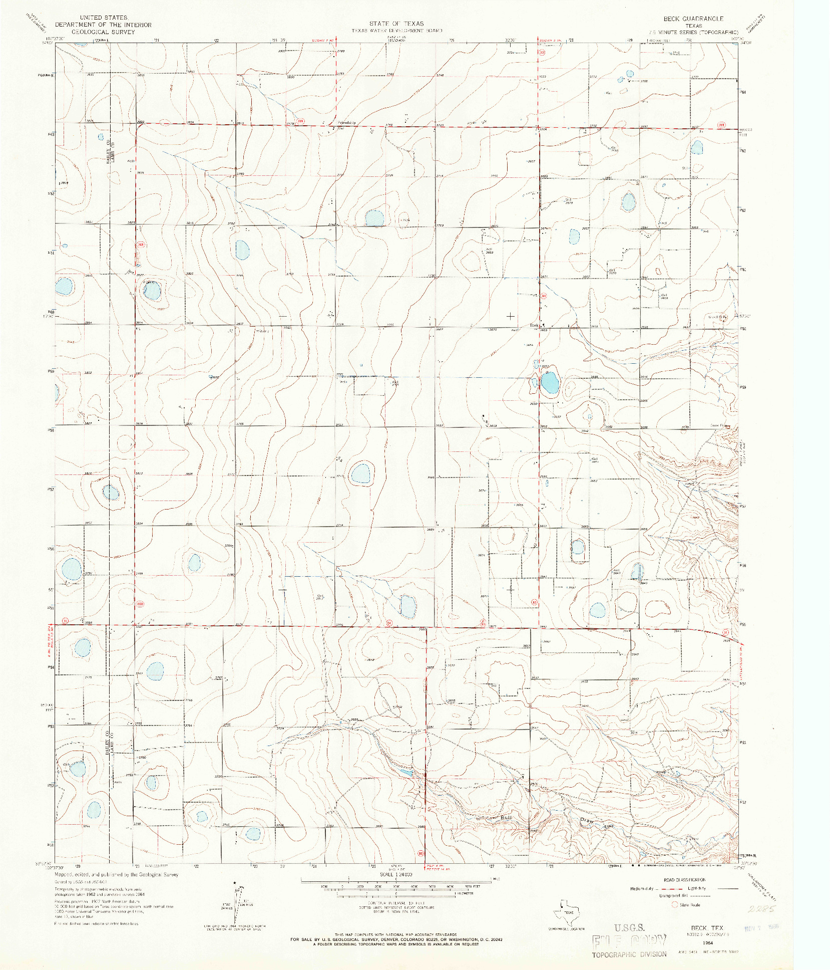 USGS 1:24000-SCALE QUADRANGLE FOR BECK, TX 1964