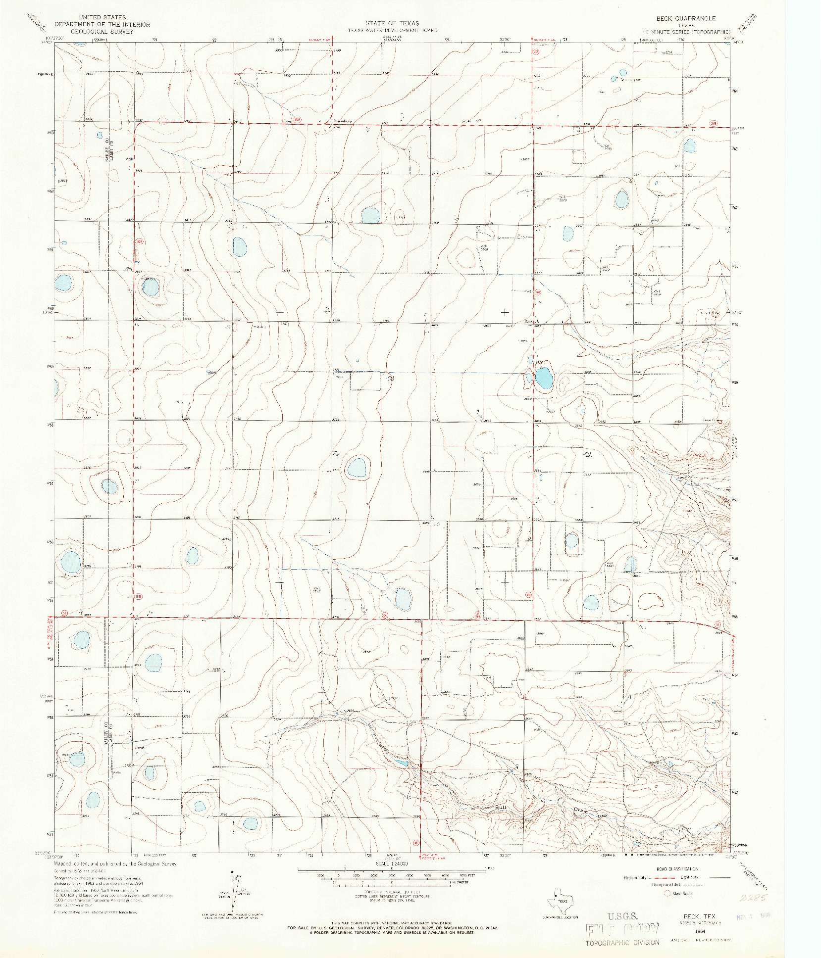 USGS 1:24000-SCALE QUADRANGLE FOR BECK, TX 1964