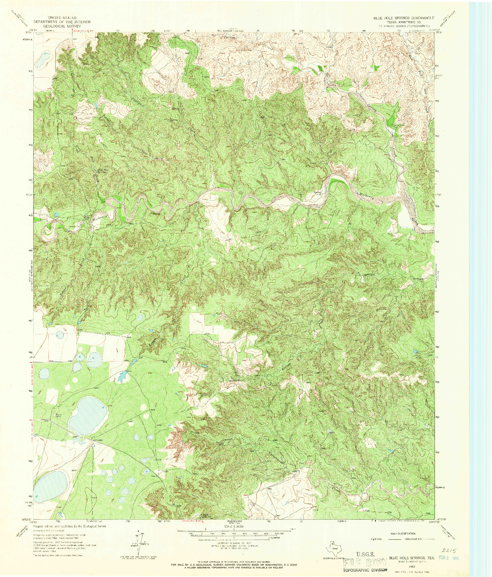 USGS 1:24000-SCALE QUADRANGLE FOR BLUE HOLE SPRINGS, TX 1963