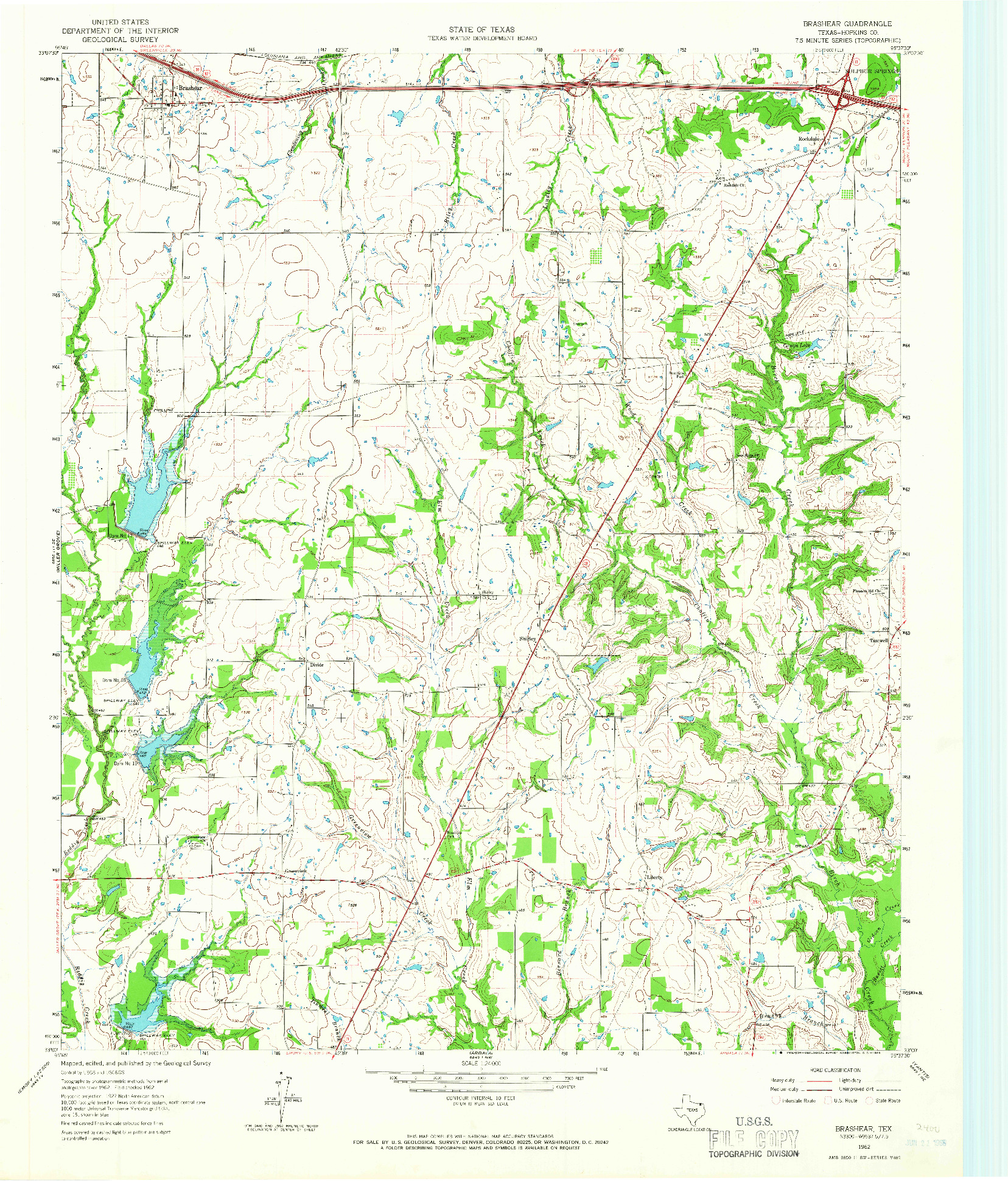 USGS 1:24000-SCALE QUADRANGLE FOR BRASHEAR, TX 1962