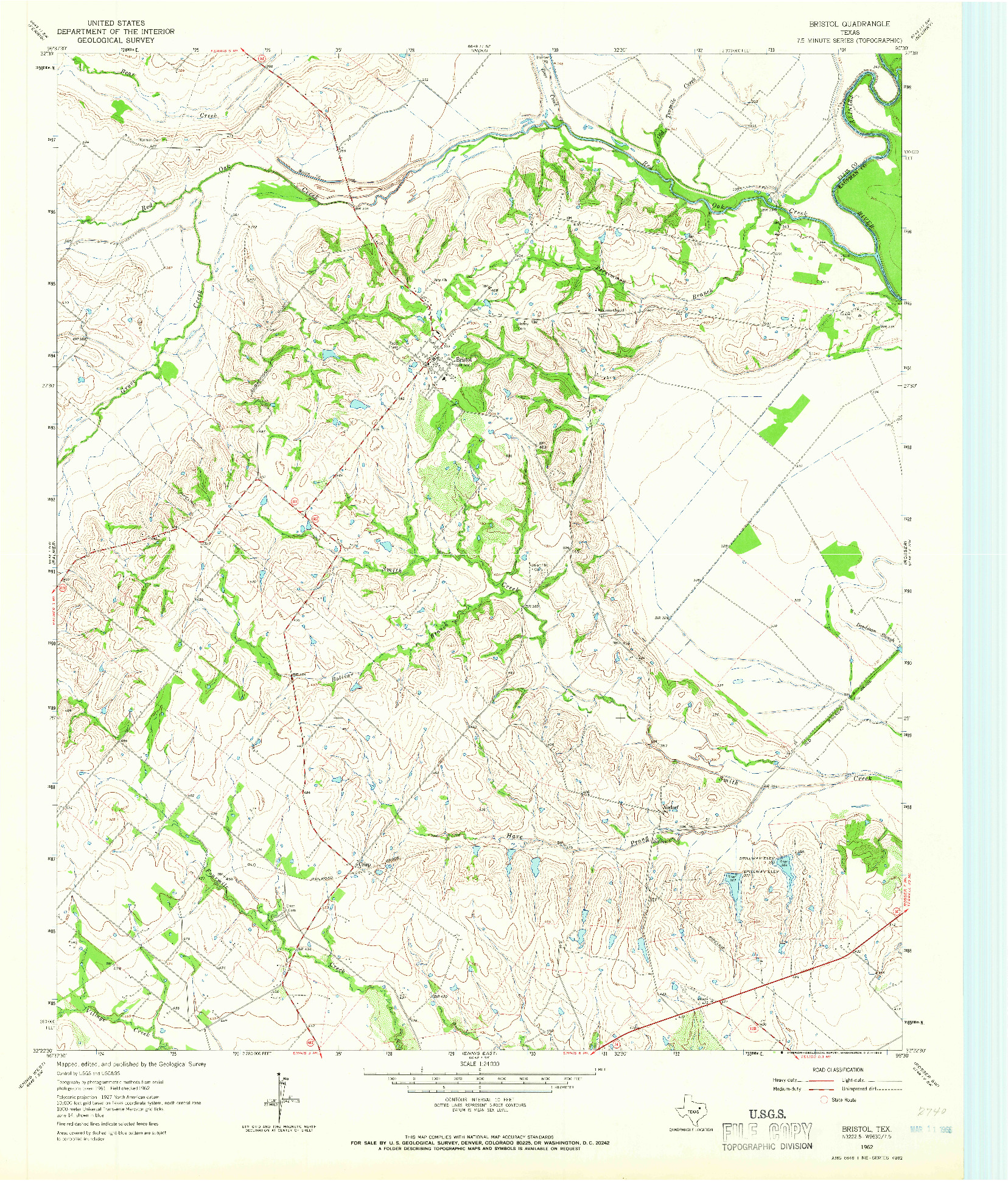 USGS 1:24000-SCALE QUADRANGLE FOR BRISTOL, TX 1962