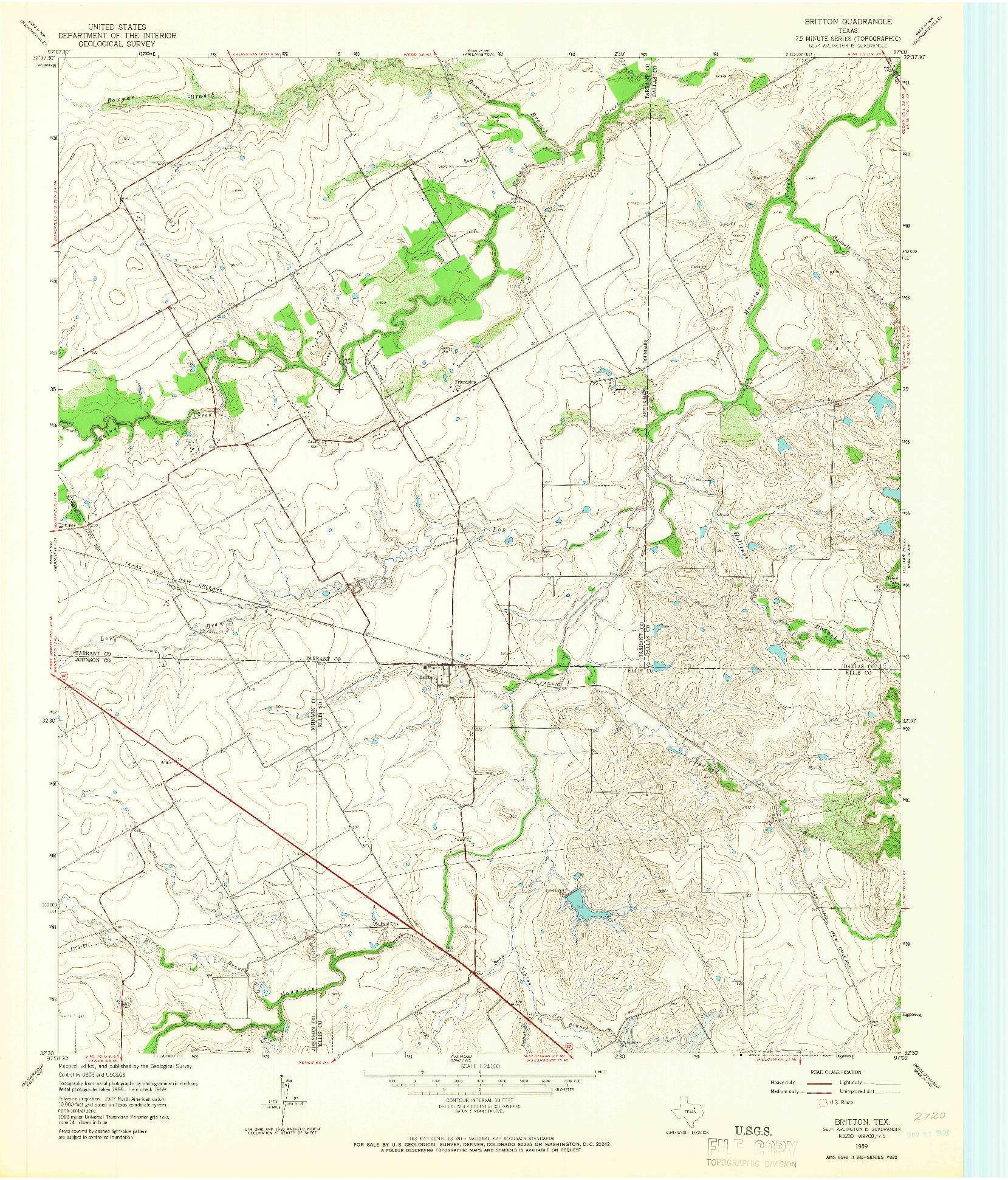 USGS 1:24000-SCALE QUADRANGLE FOR BRITTON, TX 1959