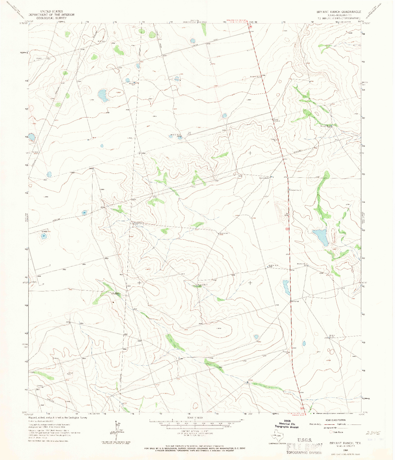 USGS 1:24000-SCALE QUADRANGLE FOR BRYANT RANCH, TX 1964