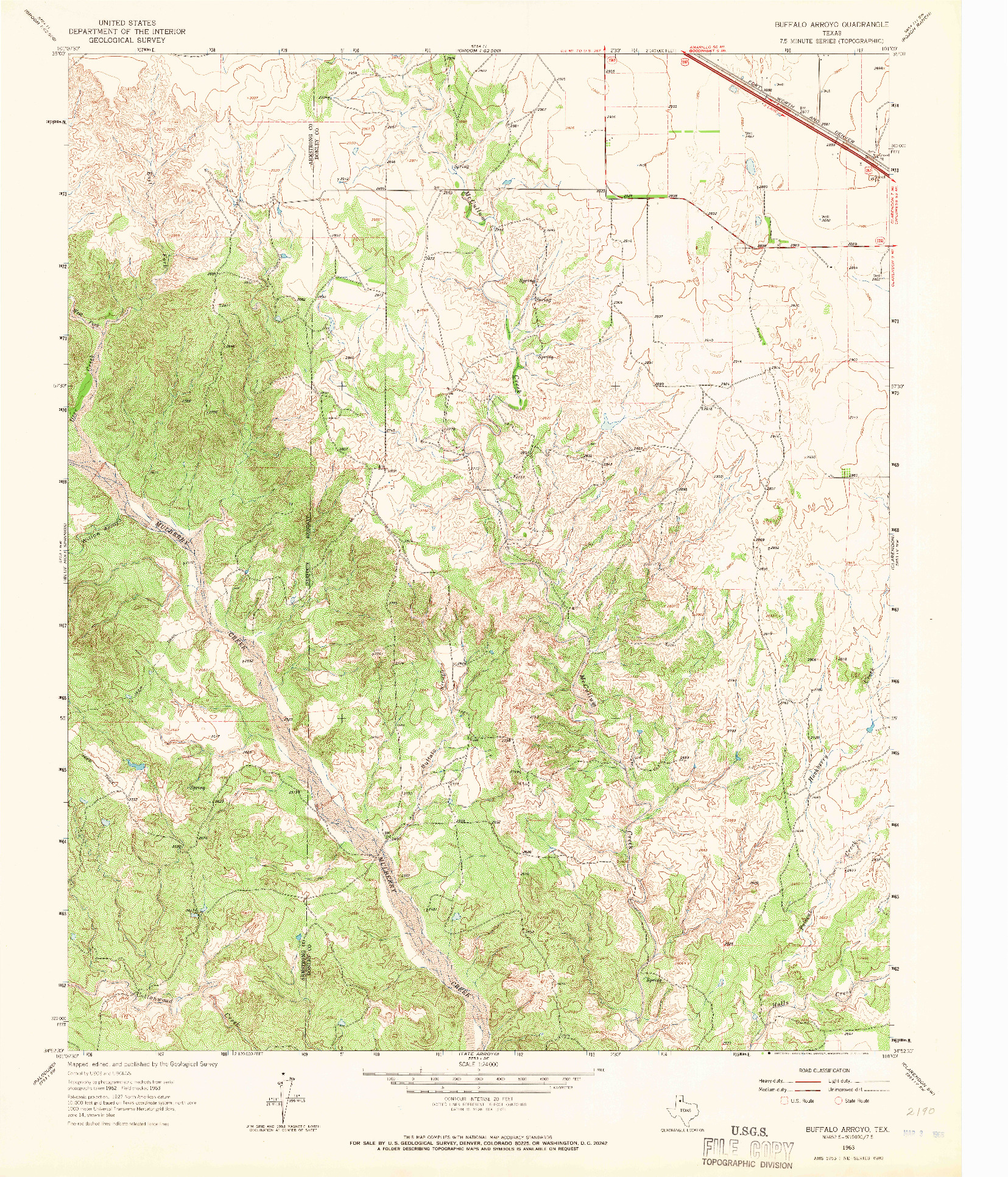 USGS 1:24000-SCALE QUADRANGLE FOR BUFFALO ARROYO, TX 1963