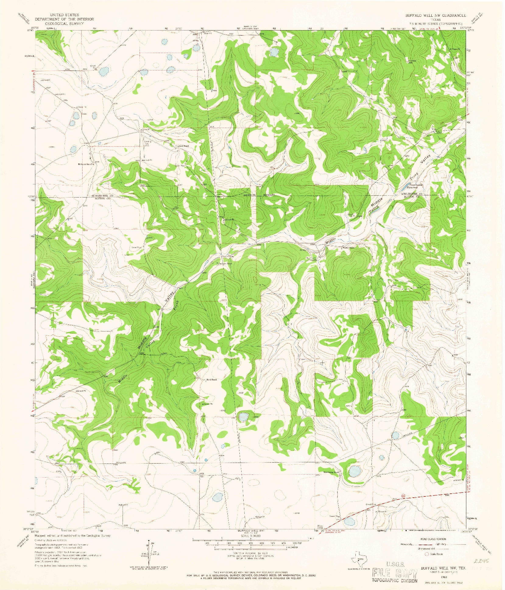 USGS 1:24000-SCALE QUADRANGLE FOR BUFFALO WELL NW, TX 1963