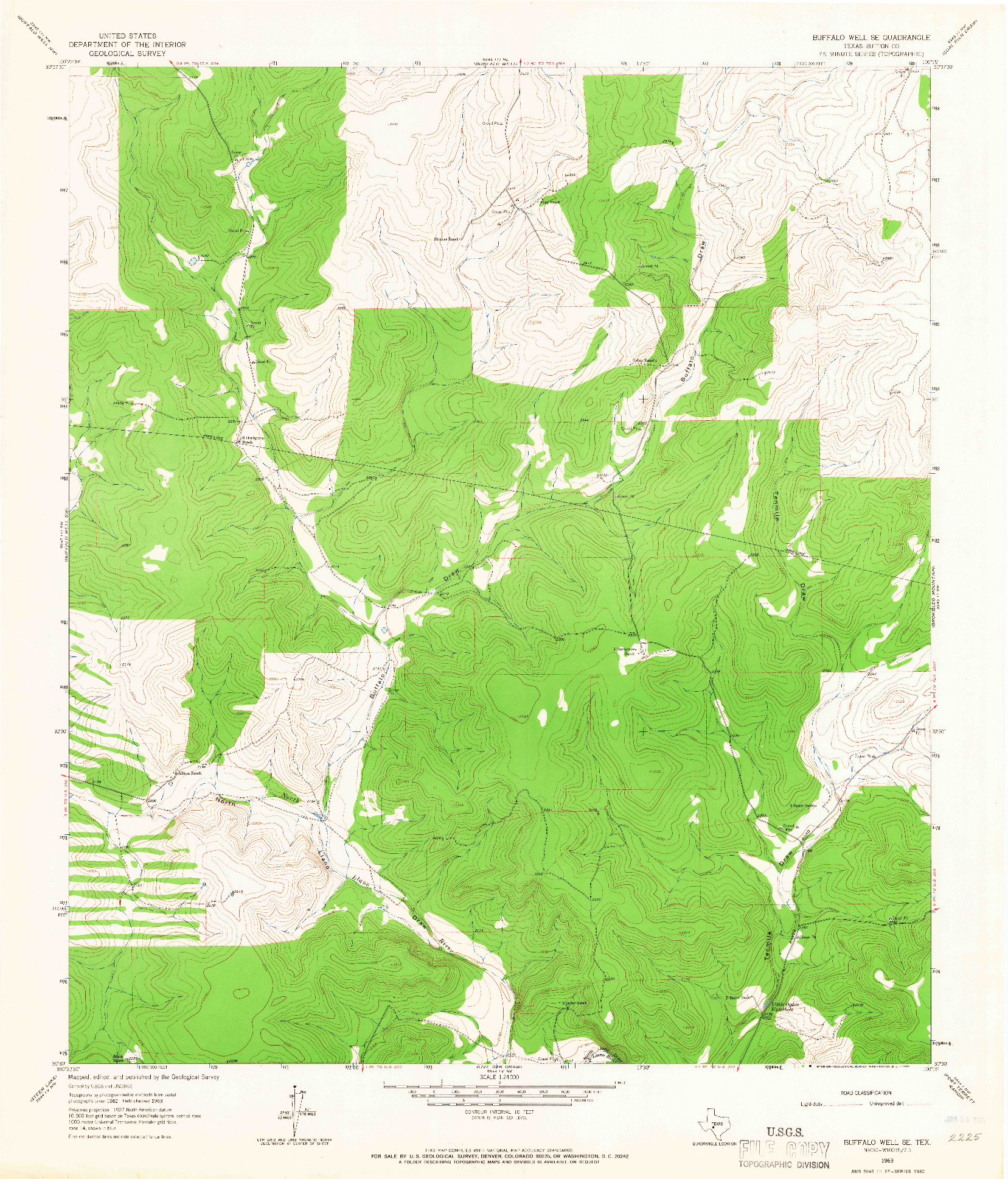 USGS 1:24000-SCALE QUADRANGLE FOR BUFFALO WELL SE, TX 1963