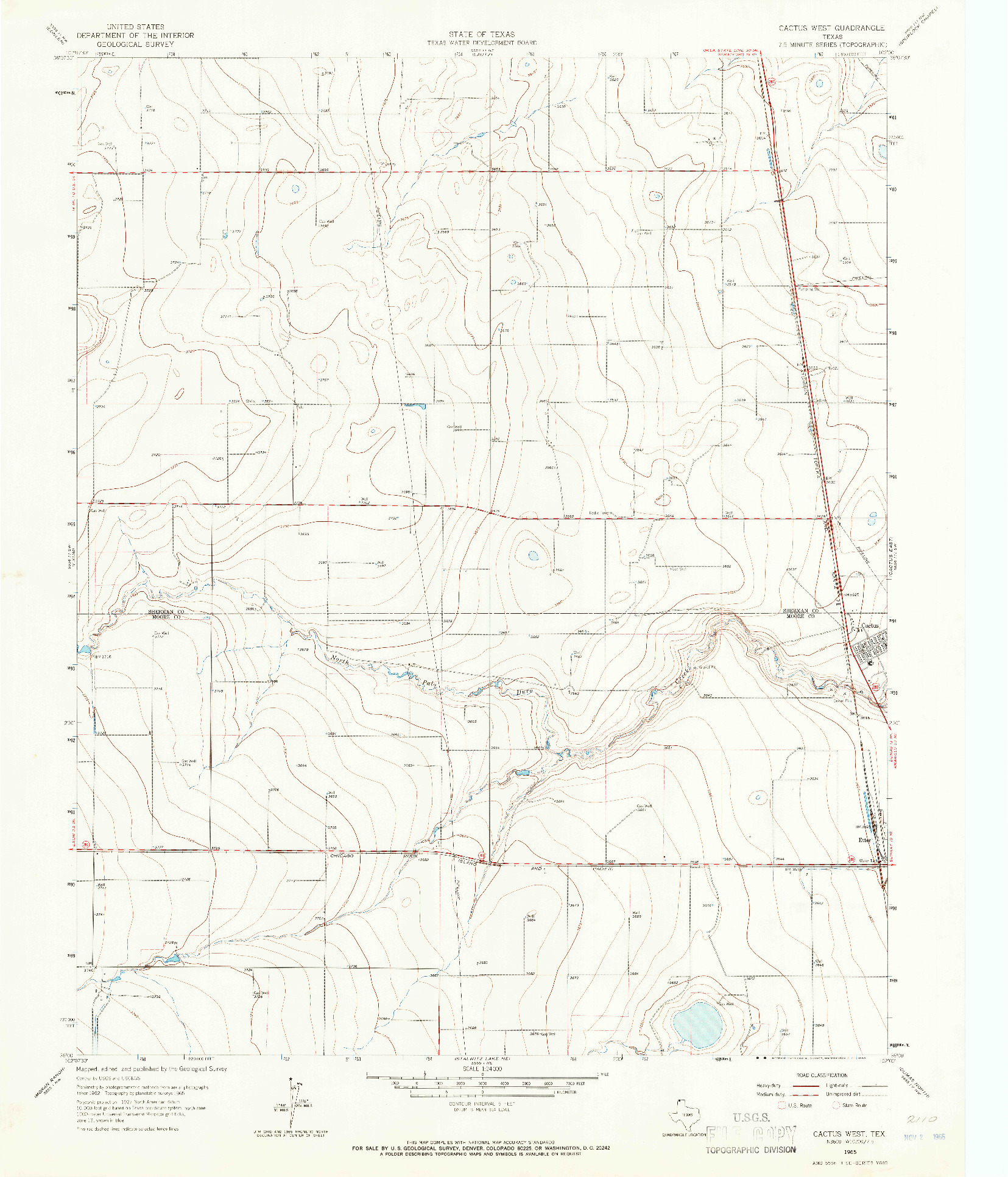 USGS 1:24000-SCALE QUADRANGLE FOR CACTUS WEST, TX 1965