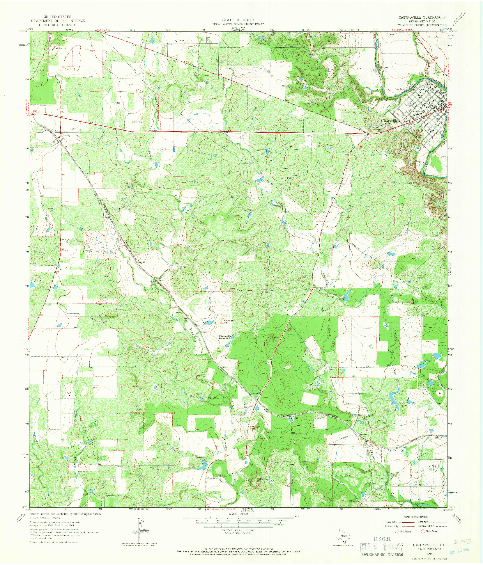USGS 1:24000-SCALE QUADRANGLE FOR CASTROVILLE, TX 1964