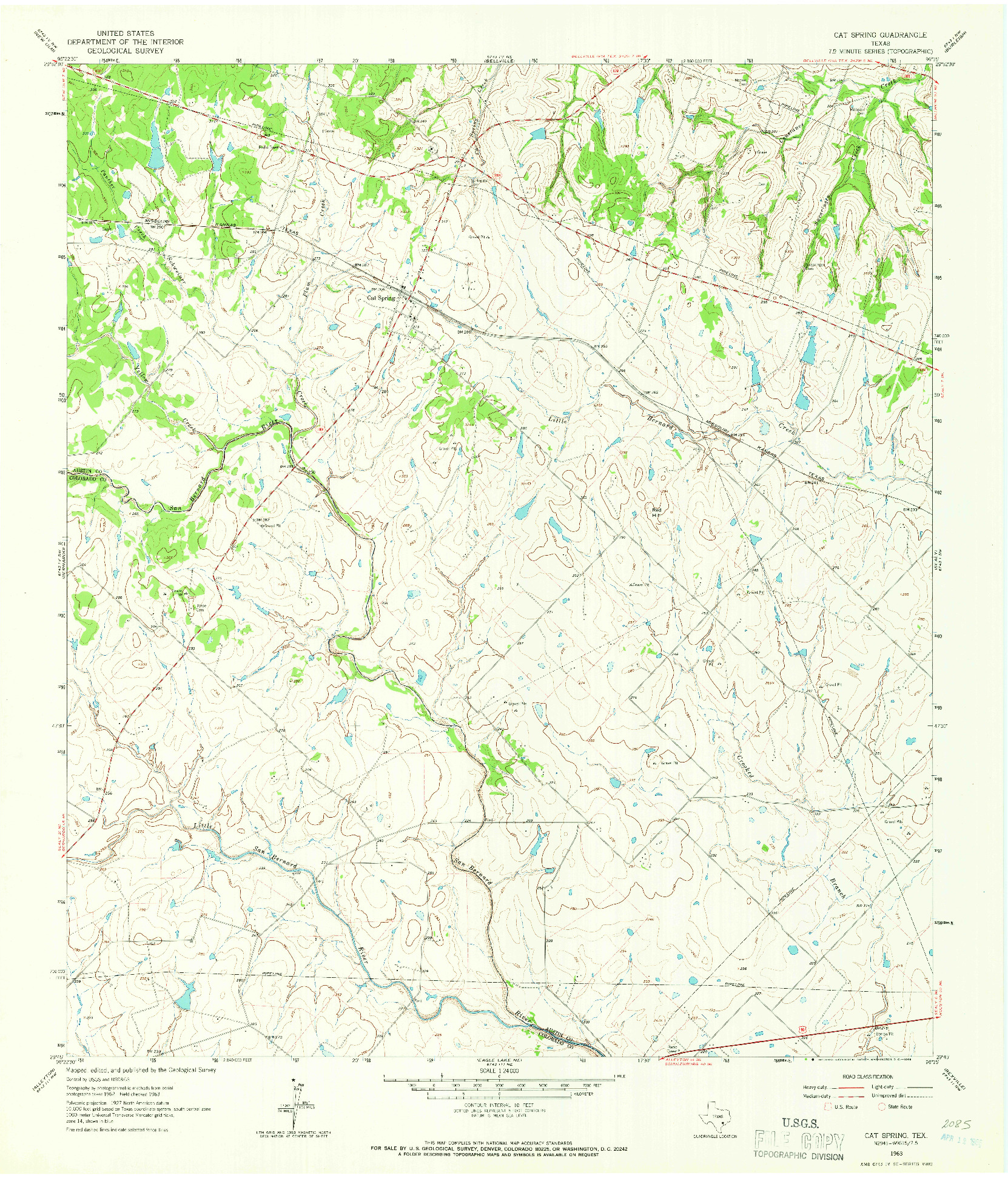 USGS 1:24000-SCALE QUADRANGLE FOR CAT SPRING, TX 1963