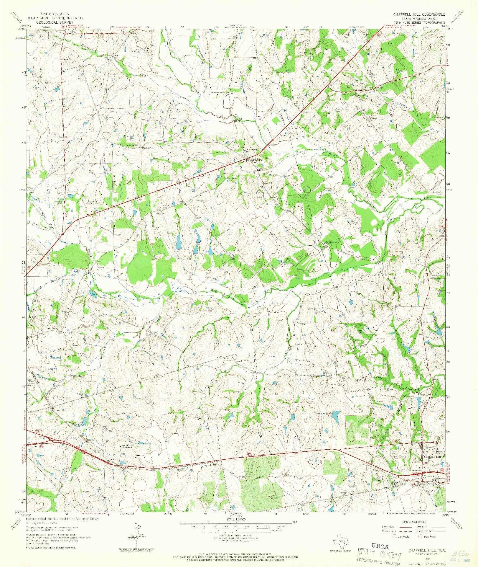 USGS 1:24000-SCALE QUADRANGLE FOR CHAPPELL HILL, TX 1963