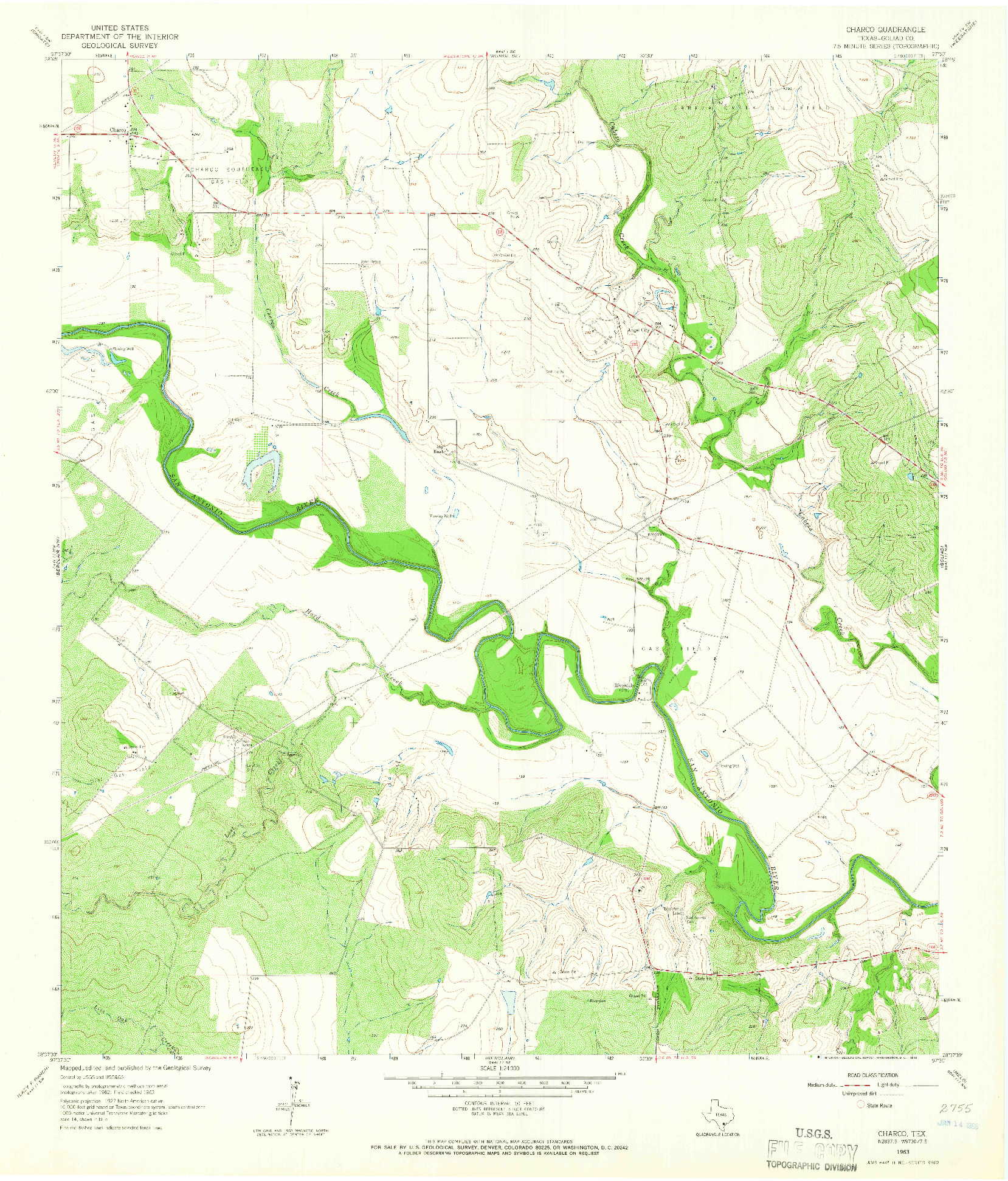 USGS 1:24000-SCALE QUADRANGLE FOR CHARCO, TX 1963
